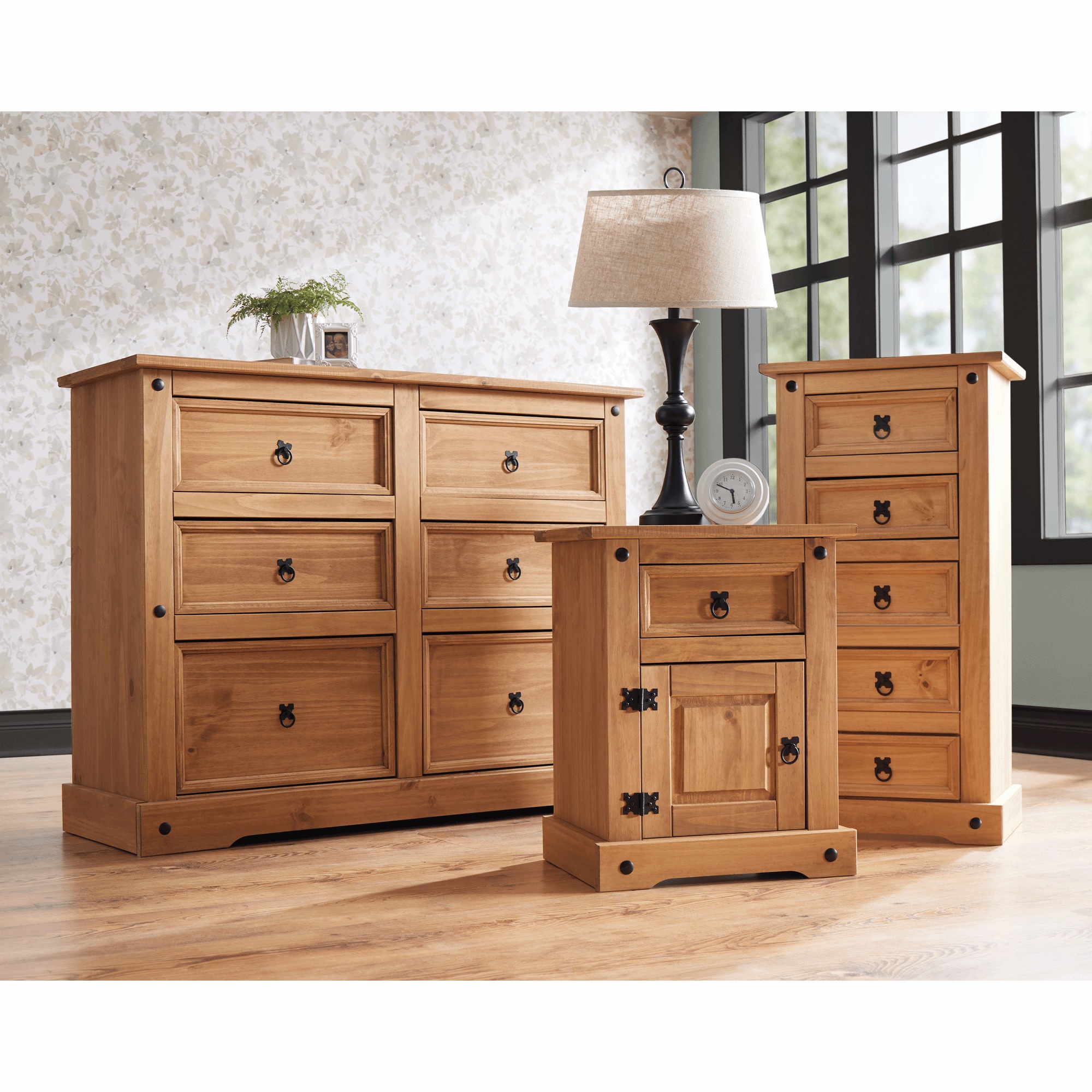 Arden 6-Drawer Wide Pine Dresser