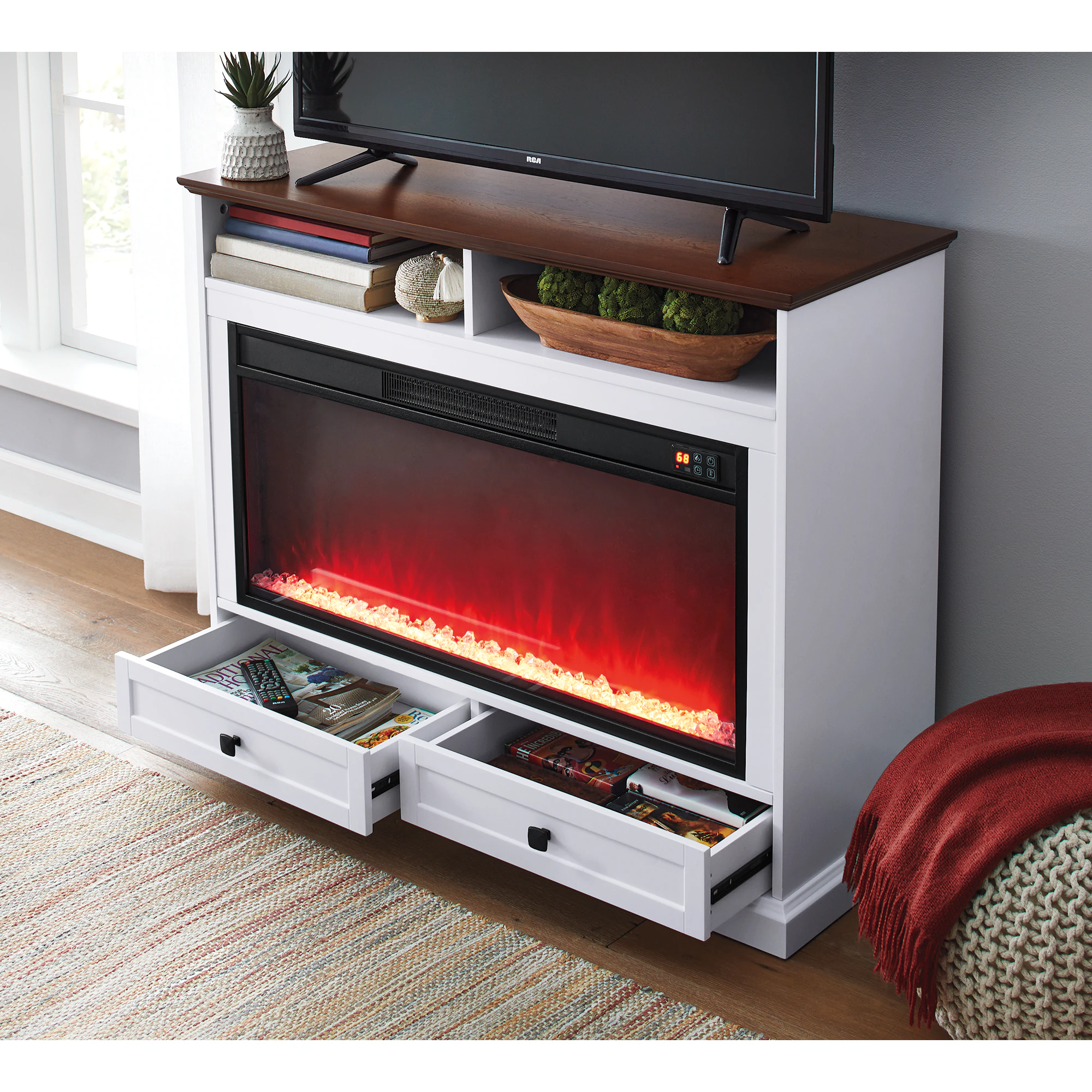 Storage Fireplace with Drawers 2 Storage Fireplace with Drawers
