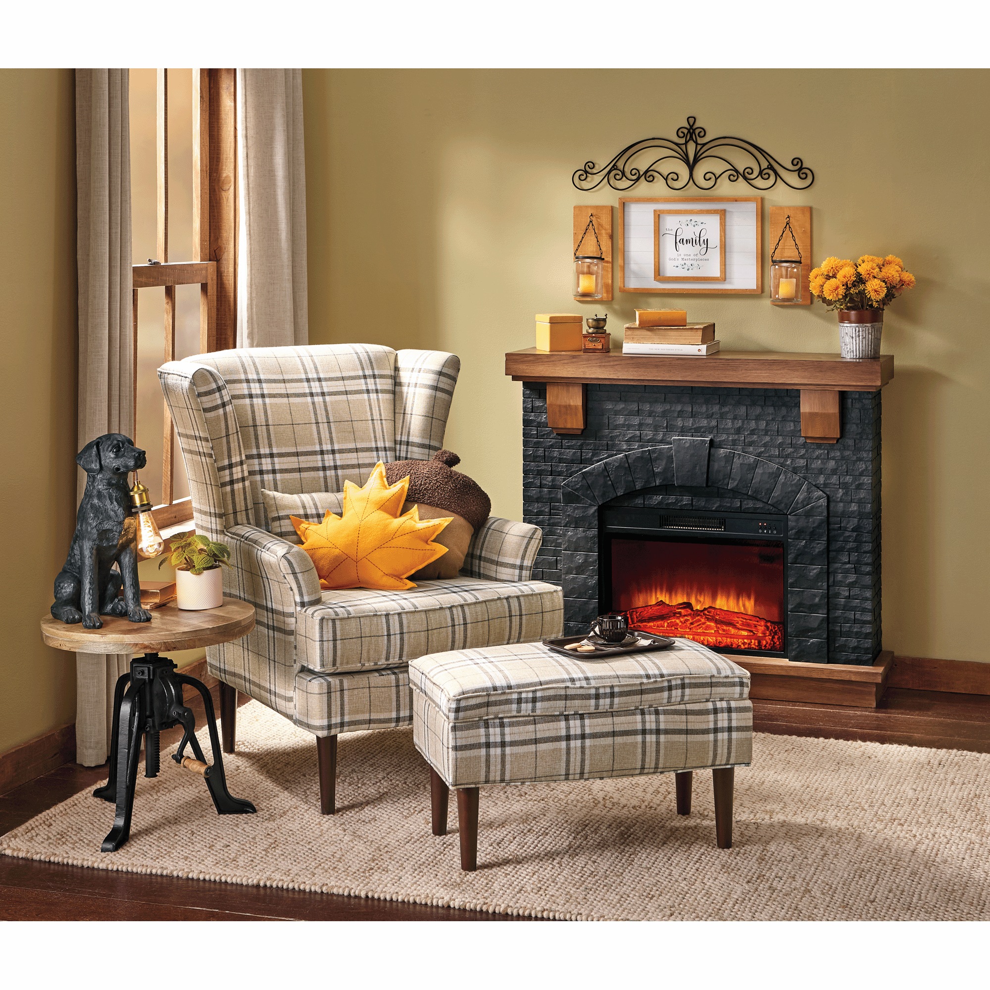 Black Faux-Brick Fireplace 2 Black Faux-Brick Fireplace