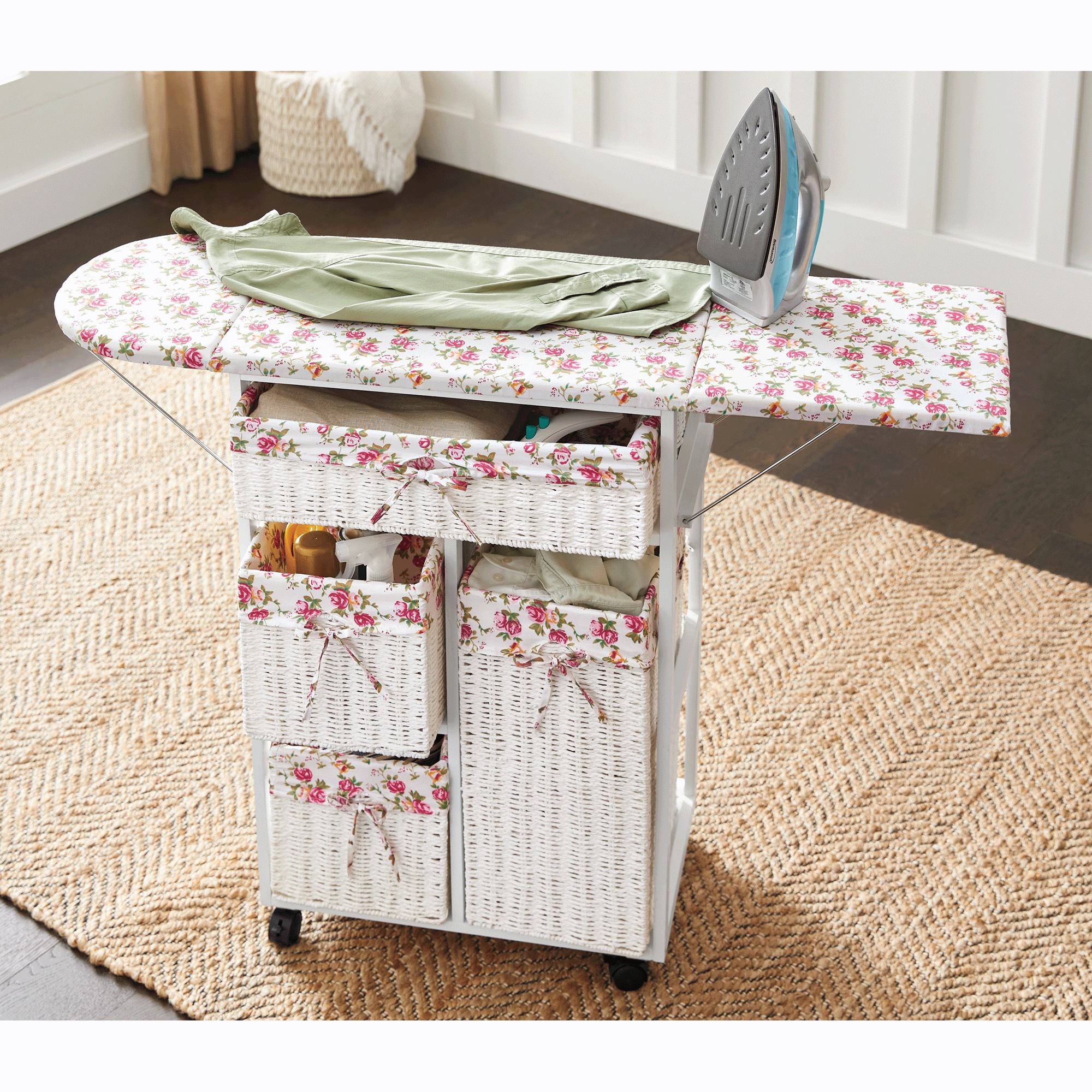 Everly Ironing Cart with Storage