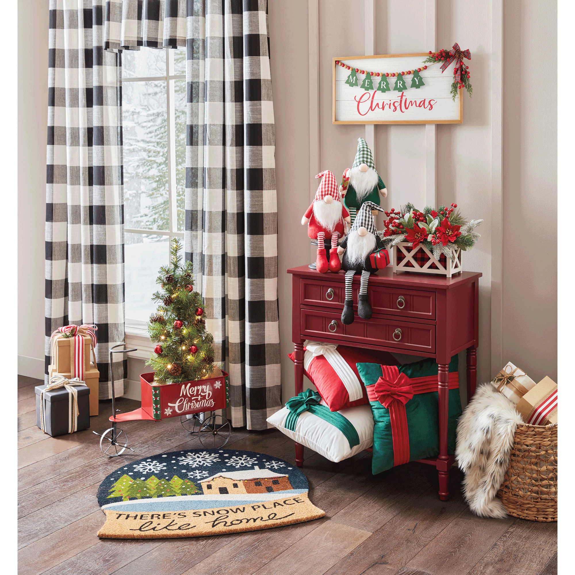 LED Snow Globe-Shaped Coir Indoor/Outdoor Mat
