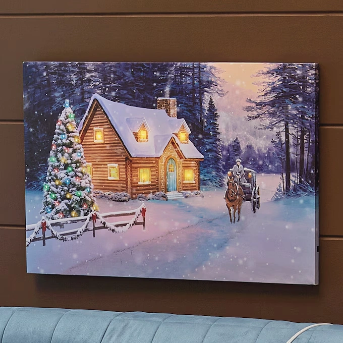 Lit Winter Scene Wall Art