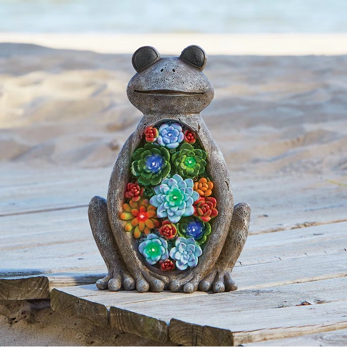 Solar Frog with Lit Flowers