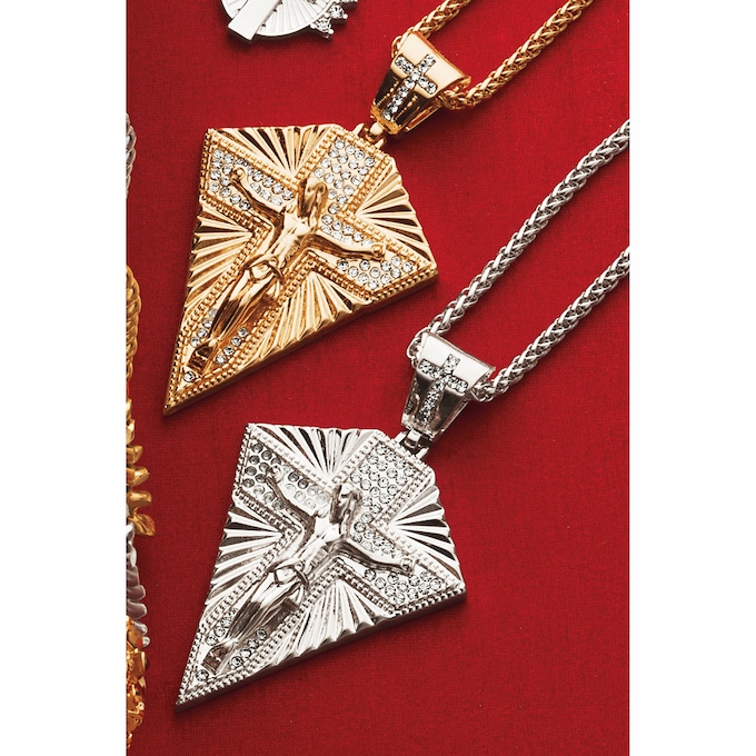 Men's Crystal Crucifix Shield Pendant 1 Men's Crystal Crucifix Shield Pendant