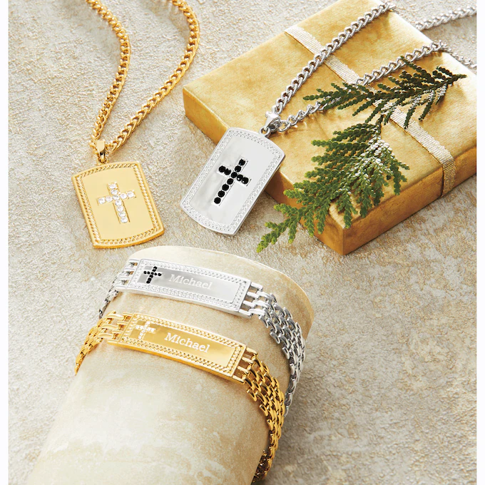 Men’s Personalized Cubic Zirconia Cross Jewelry