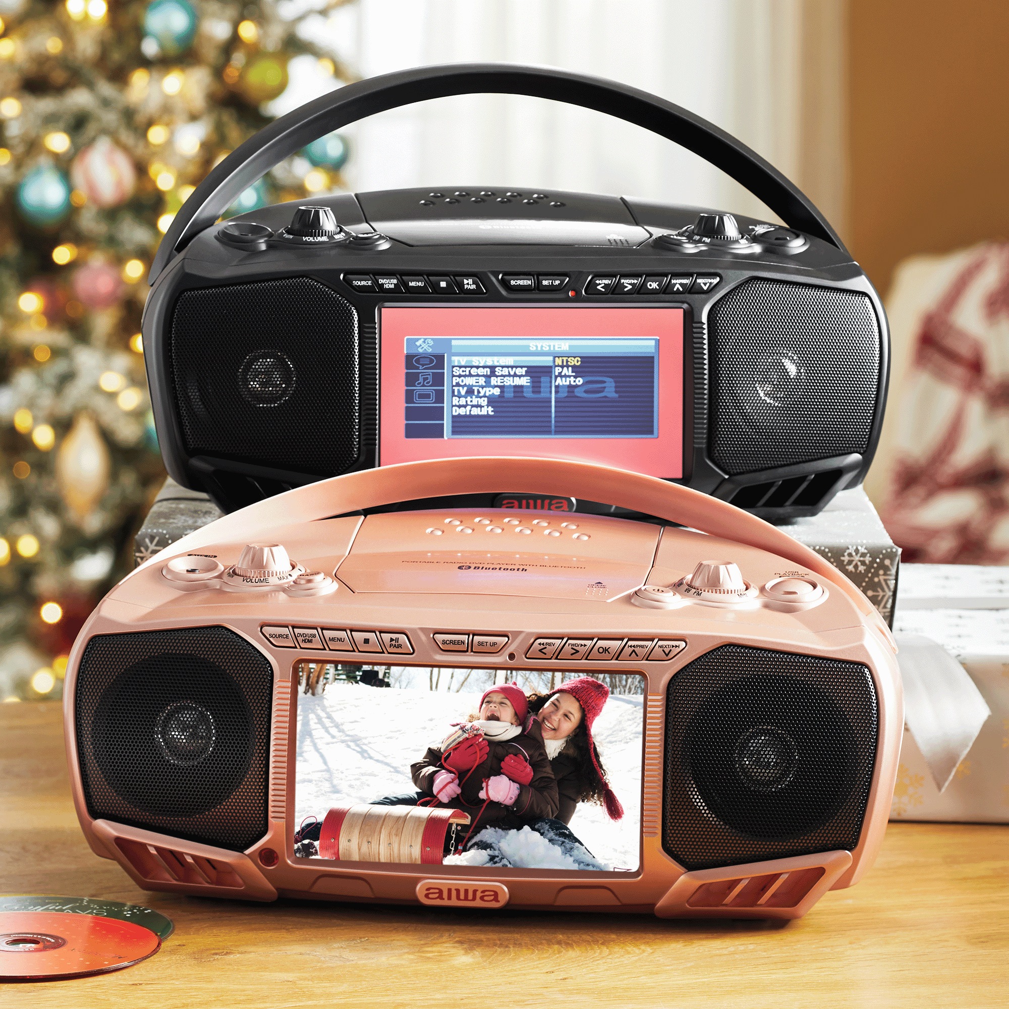 Aiwa Portable 7" Screen DVD Boom Box with Bluetooth