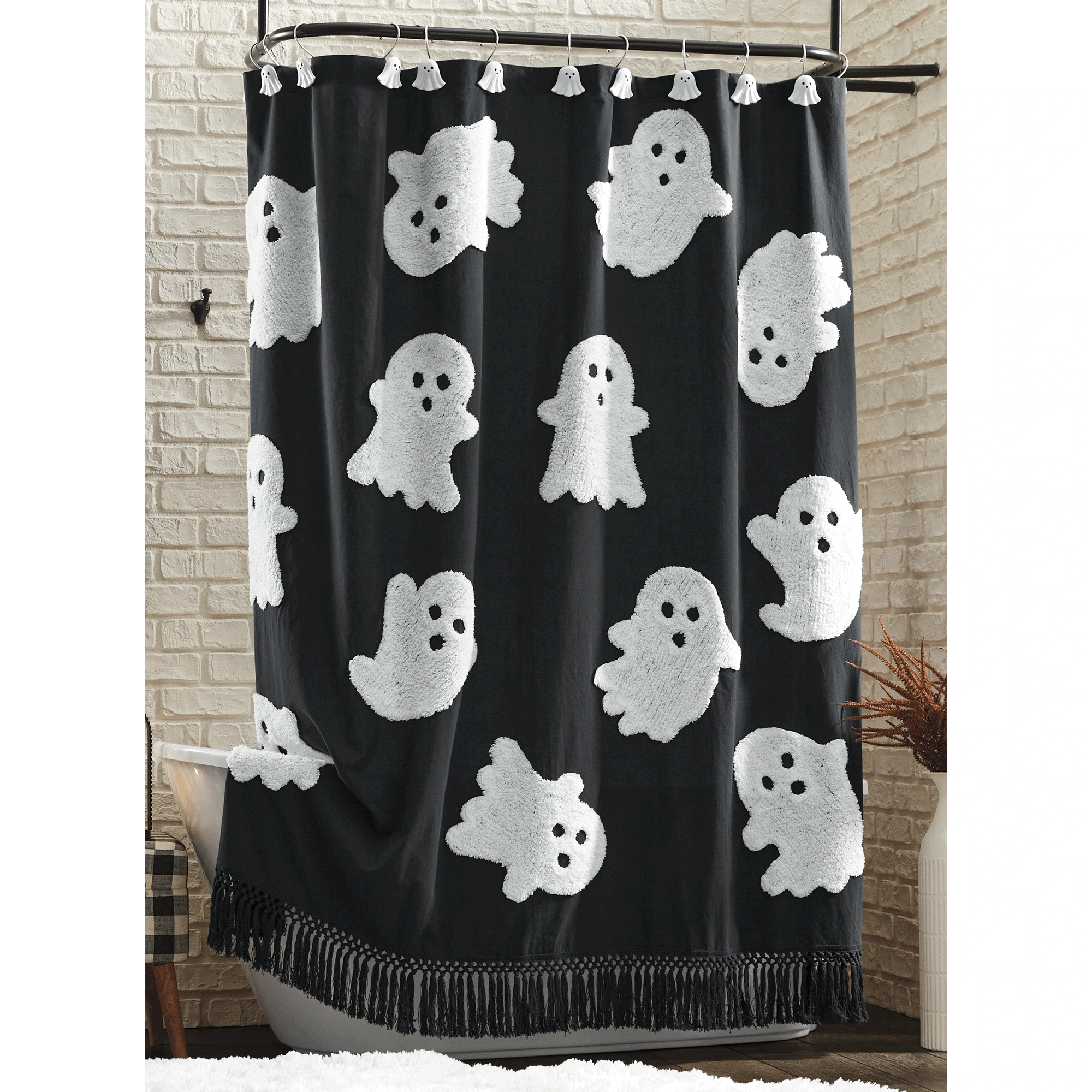 Chenille Halloween Shower Curtain