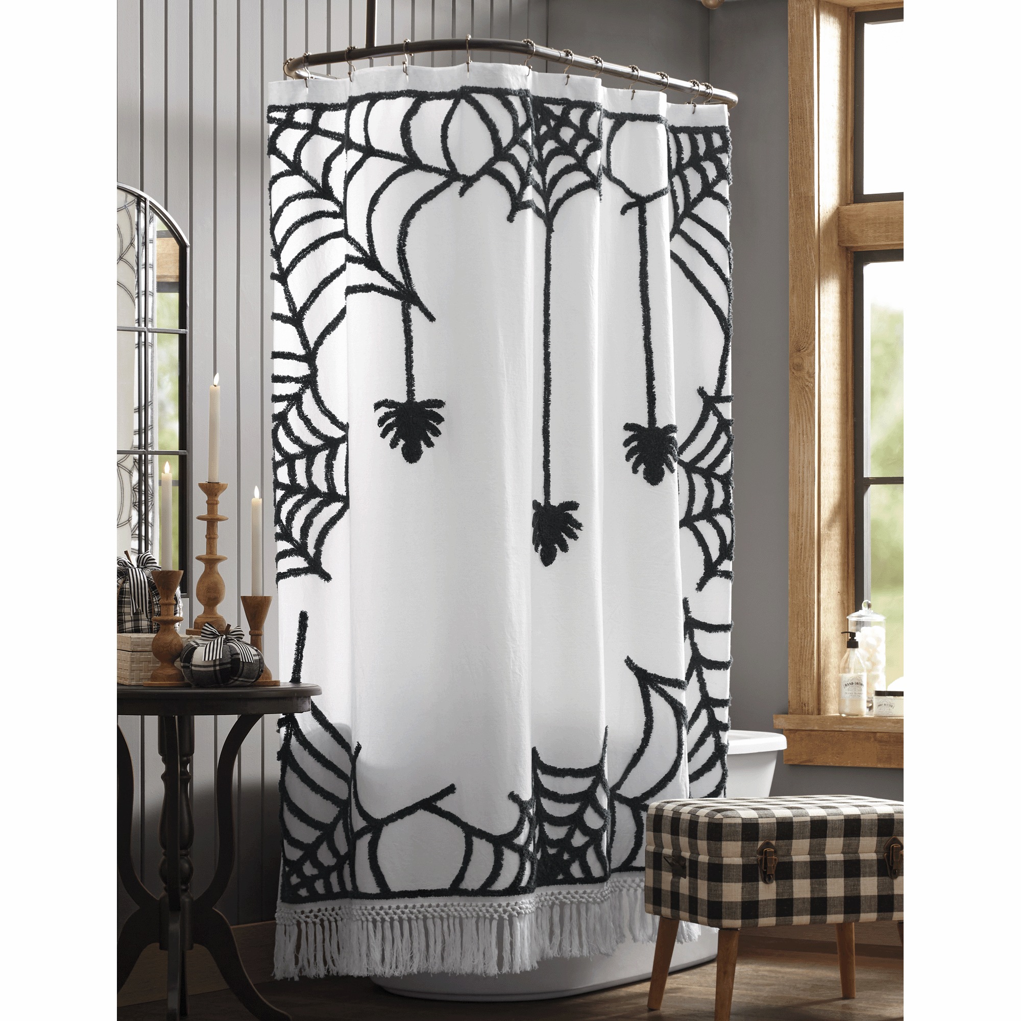 Chenille Halloween Shower Curtain