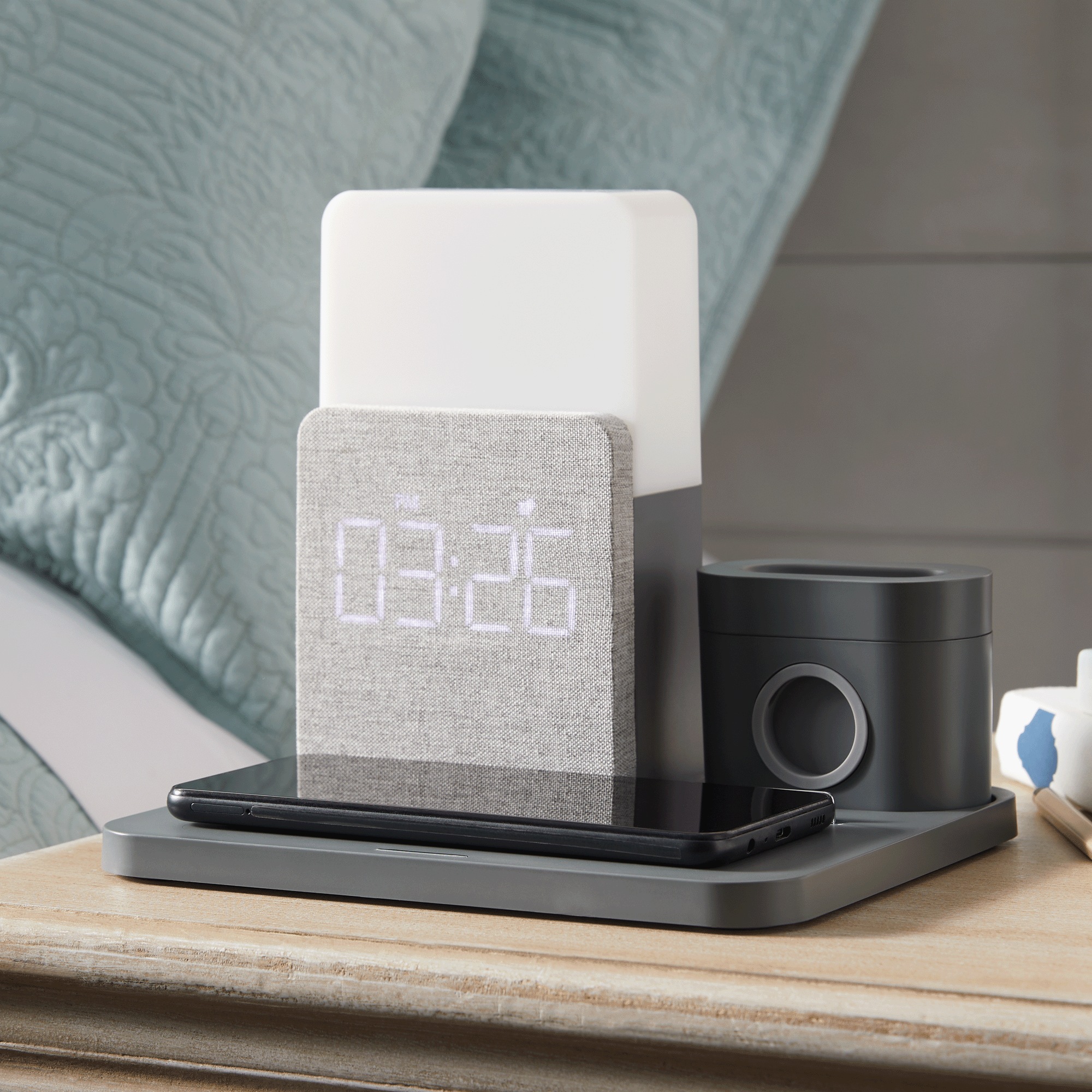 3-in-1 Charging Station with Night-Light & Alarm Clock