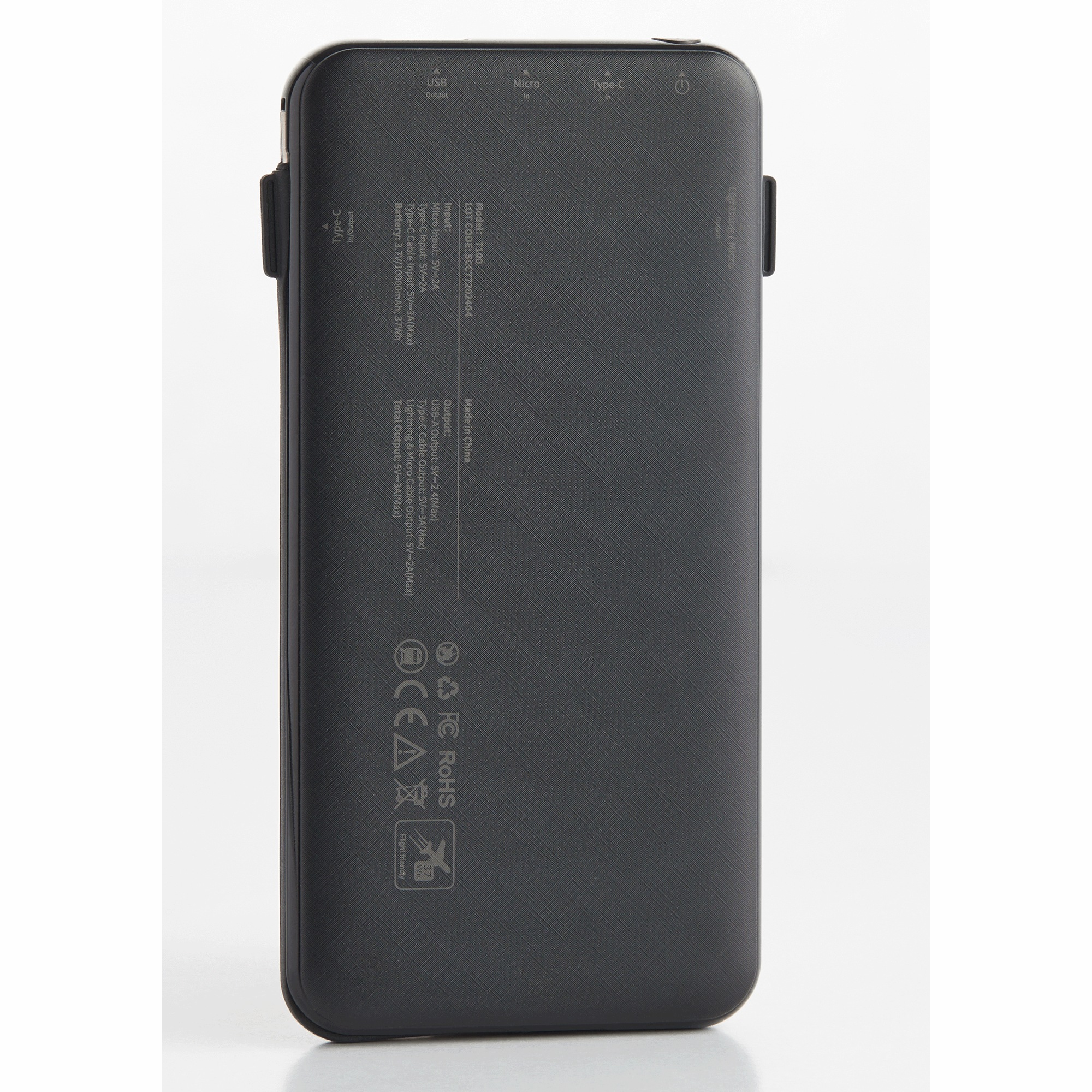 10,000mAh Portable Power Bank with Built-In USB-C, Micro USB and Lightning Cables 3 10,000mAh Portable Power Bank with Built-In USB-C, Micro USB and Lightning Cables