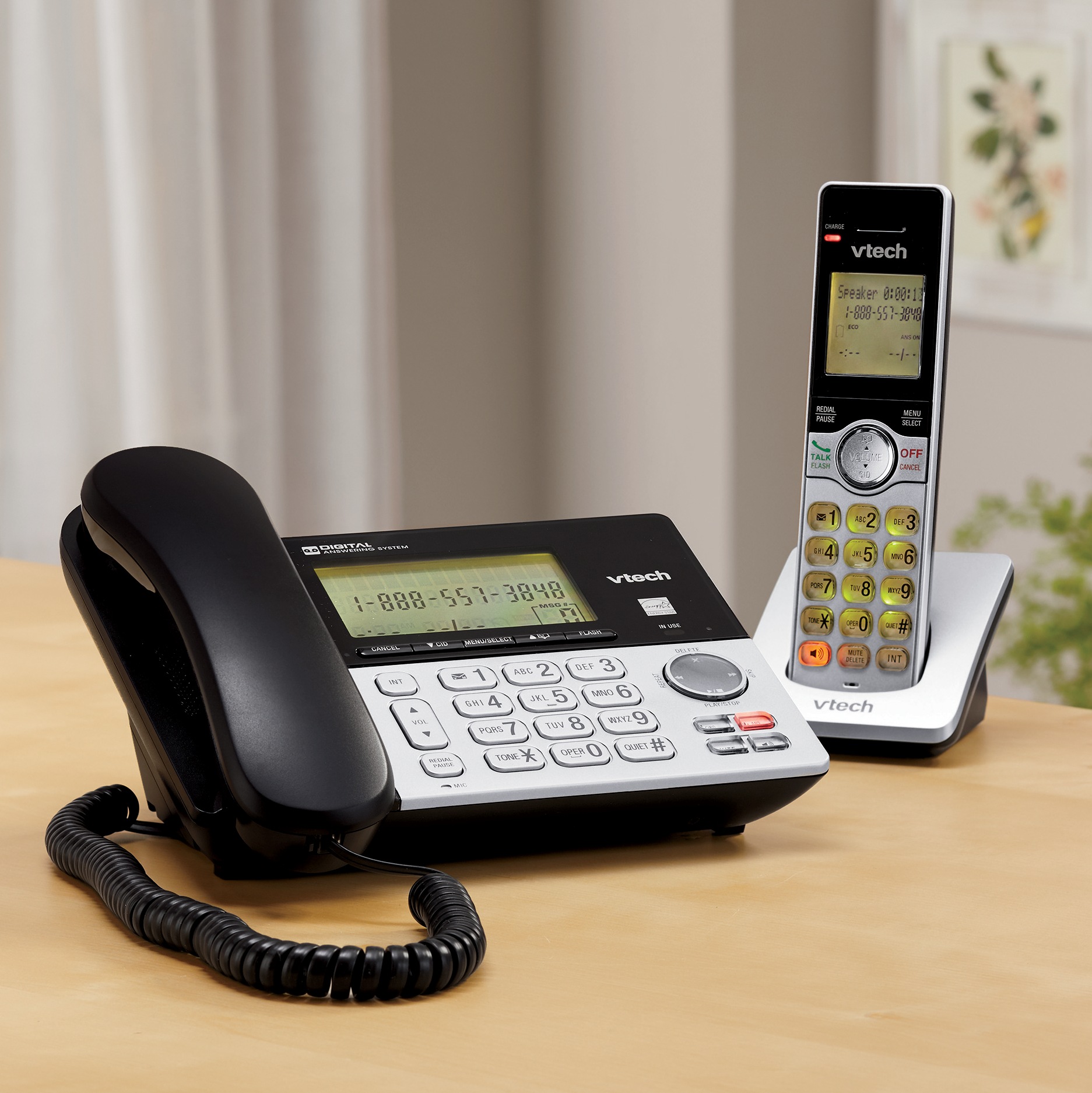Vtech Corded/Cordless Phone System with Answering Machine 2 Vtech Corded/Cordless Phone System with Answering Machine