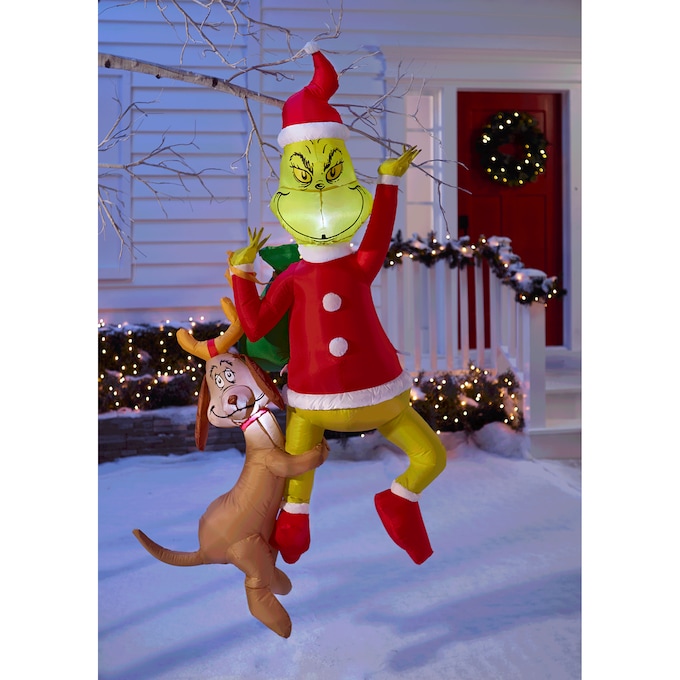 Hanging Grinch with Max Inflatable