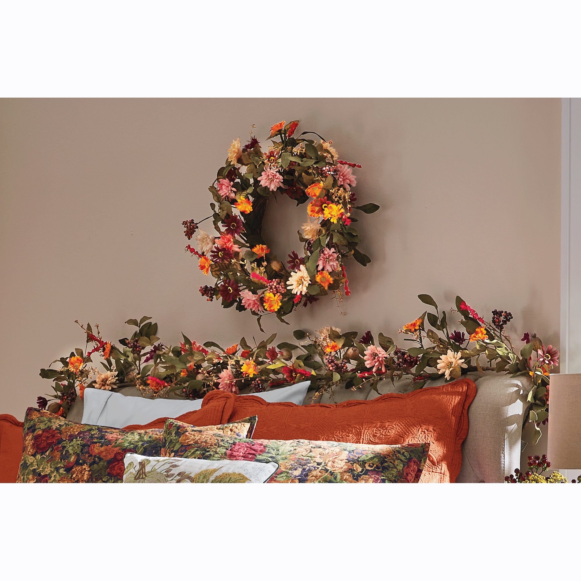 Red And Pink Daisy Fall Floral Garland 3 Red And Pink Daisy Fall Floral Garland