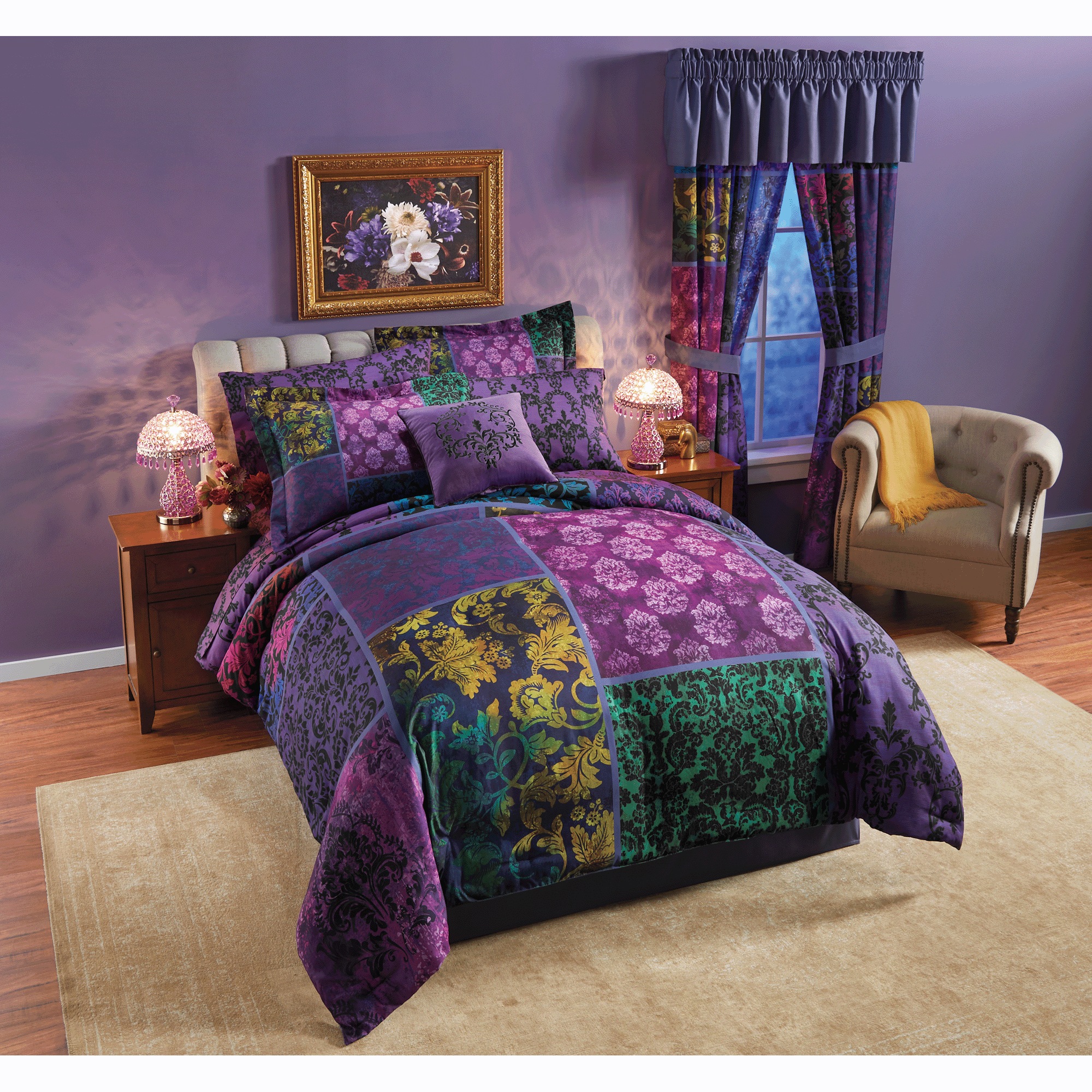 Lenore Complete Bed Set, Accent Pillow, Panel Pair and Valance 1 Lenore Complete Bed Set, Accent Pillow, Panel Pair and Valance