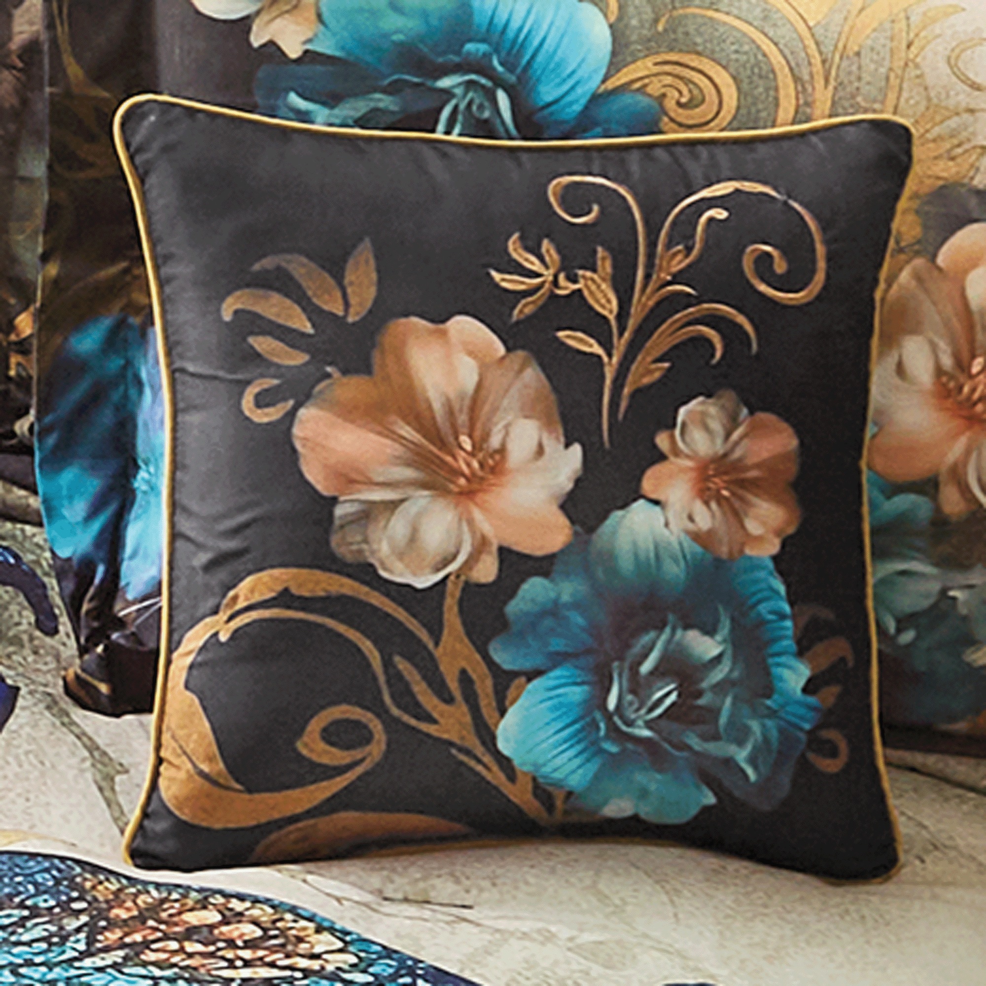 Elegant Peacock Comforter Set, Accent Pillow, Panel Pair and Valance 3 Elegant Peacock Comforter Set, Accent Pillow, Panel Pair and Valance