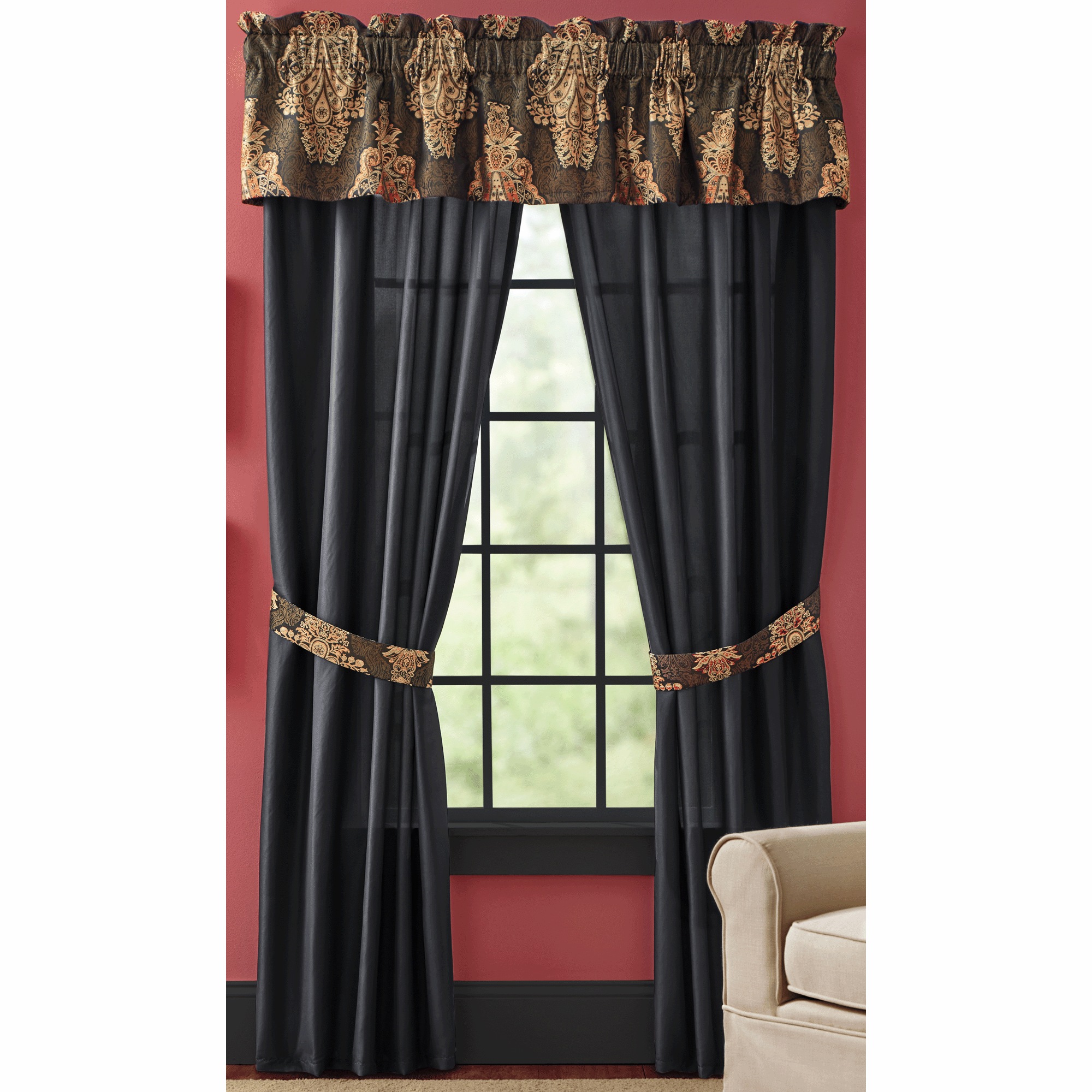 Zarah 4-Piece Jacquard Comforter Set and Window Treatments