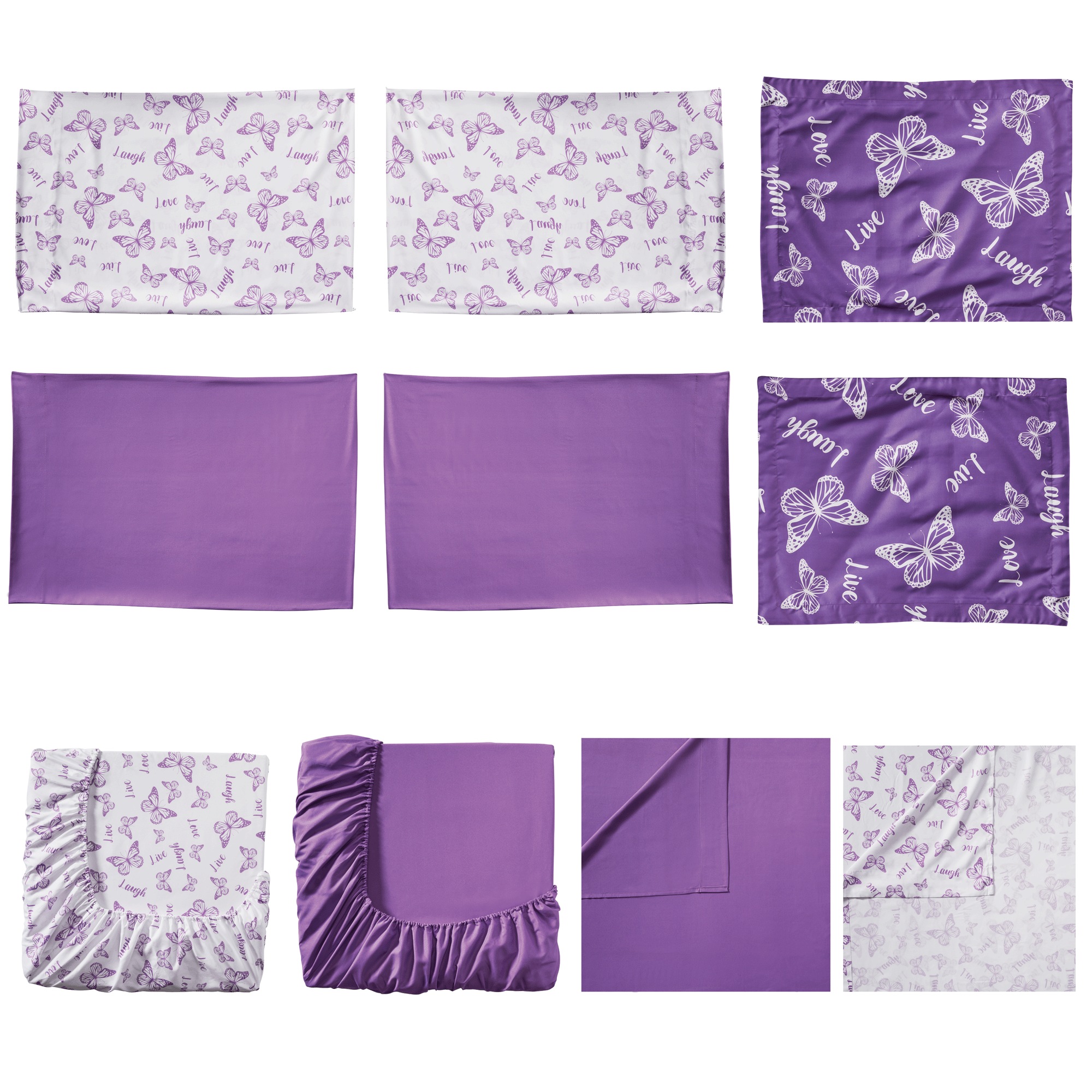 2-Pack Butterfly Sentiments Microfiber Sheet Set 6 2-Pack Butterfly Sentiments Microfiber Sheet Set