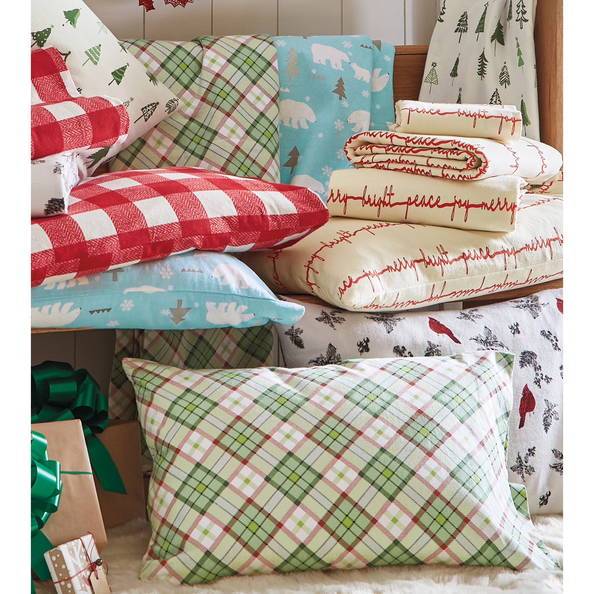 Green Plaid Flannel Sheet Set