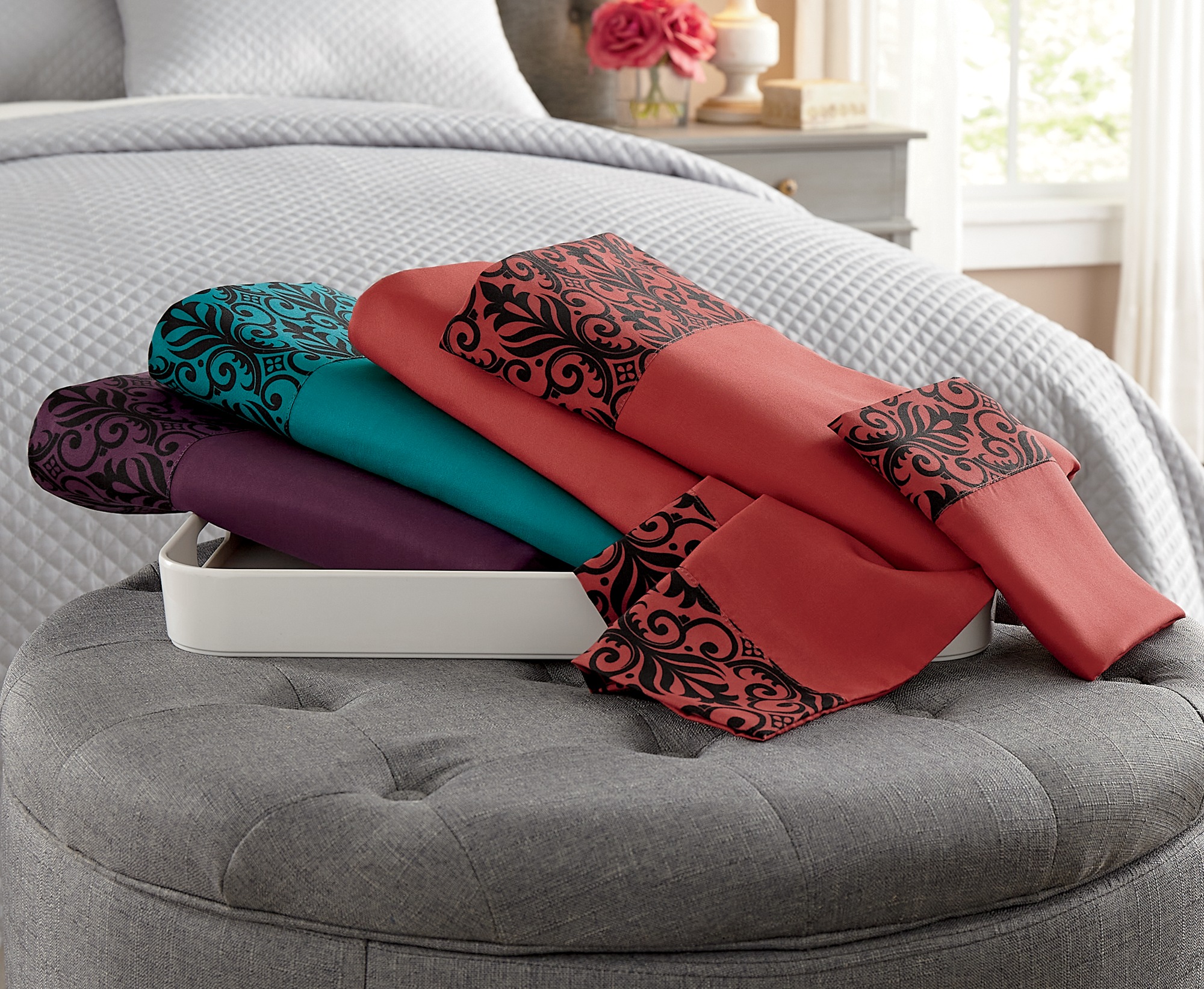 Color Connection Damask Microfiber Sheet Set