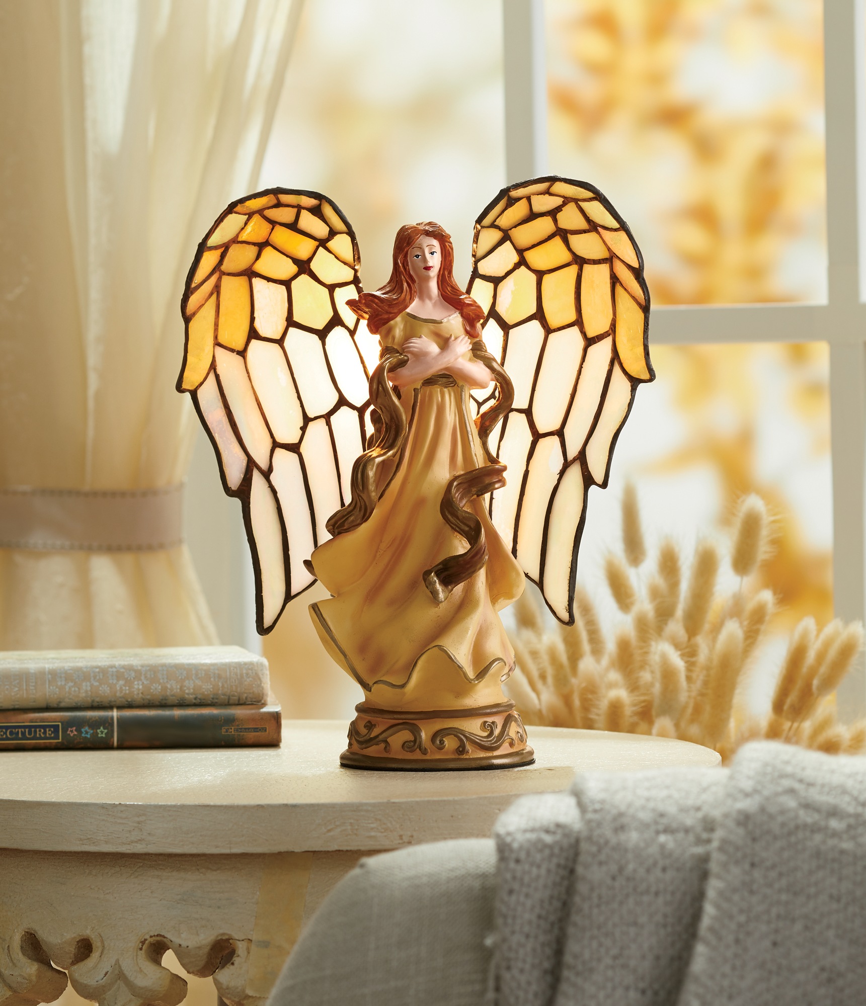 Stained Glass Angel Table Lamp