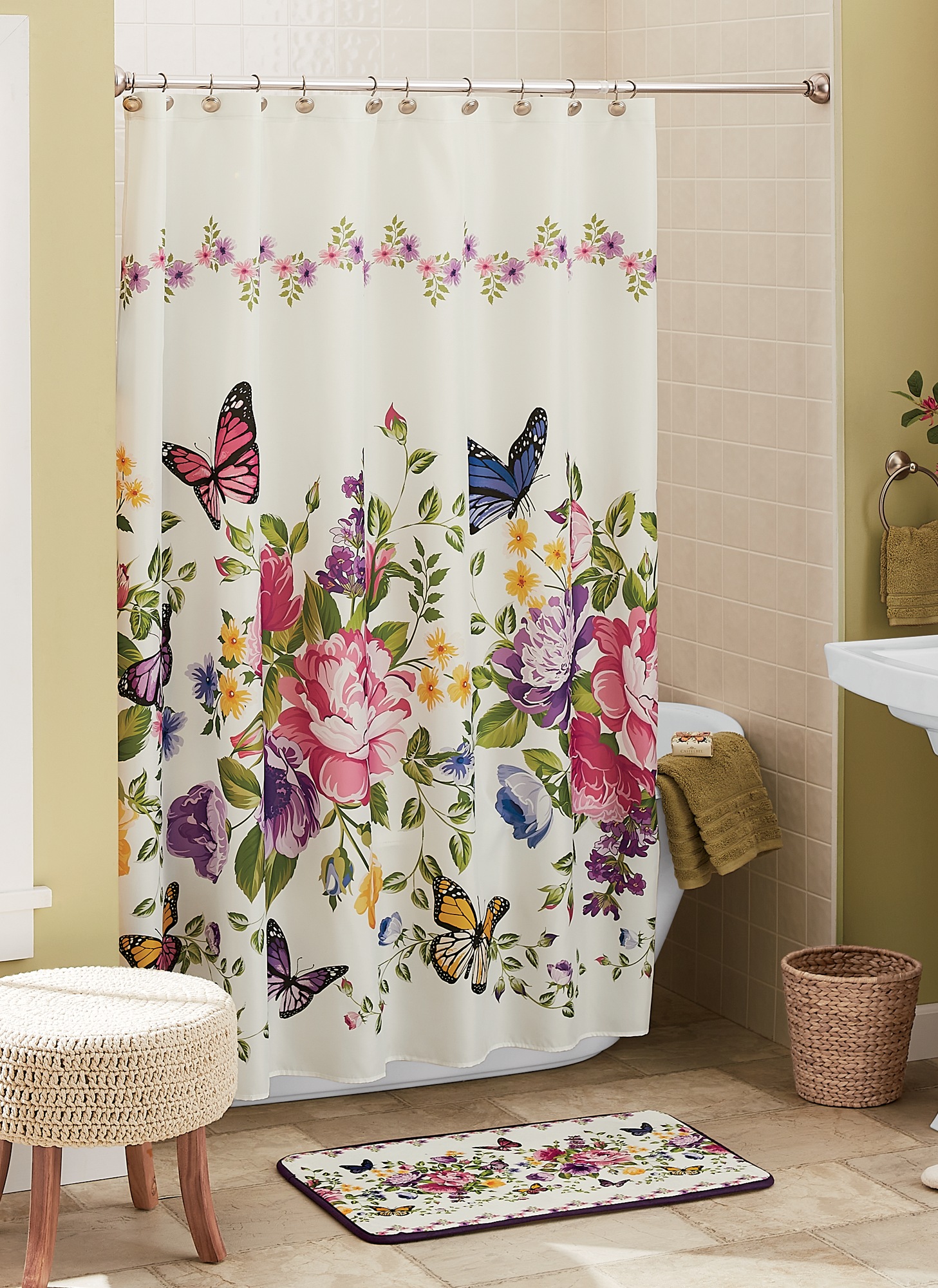 Butterfly Floral Bath Towel Set and Bath Set