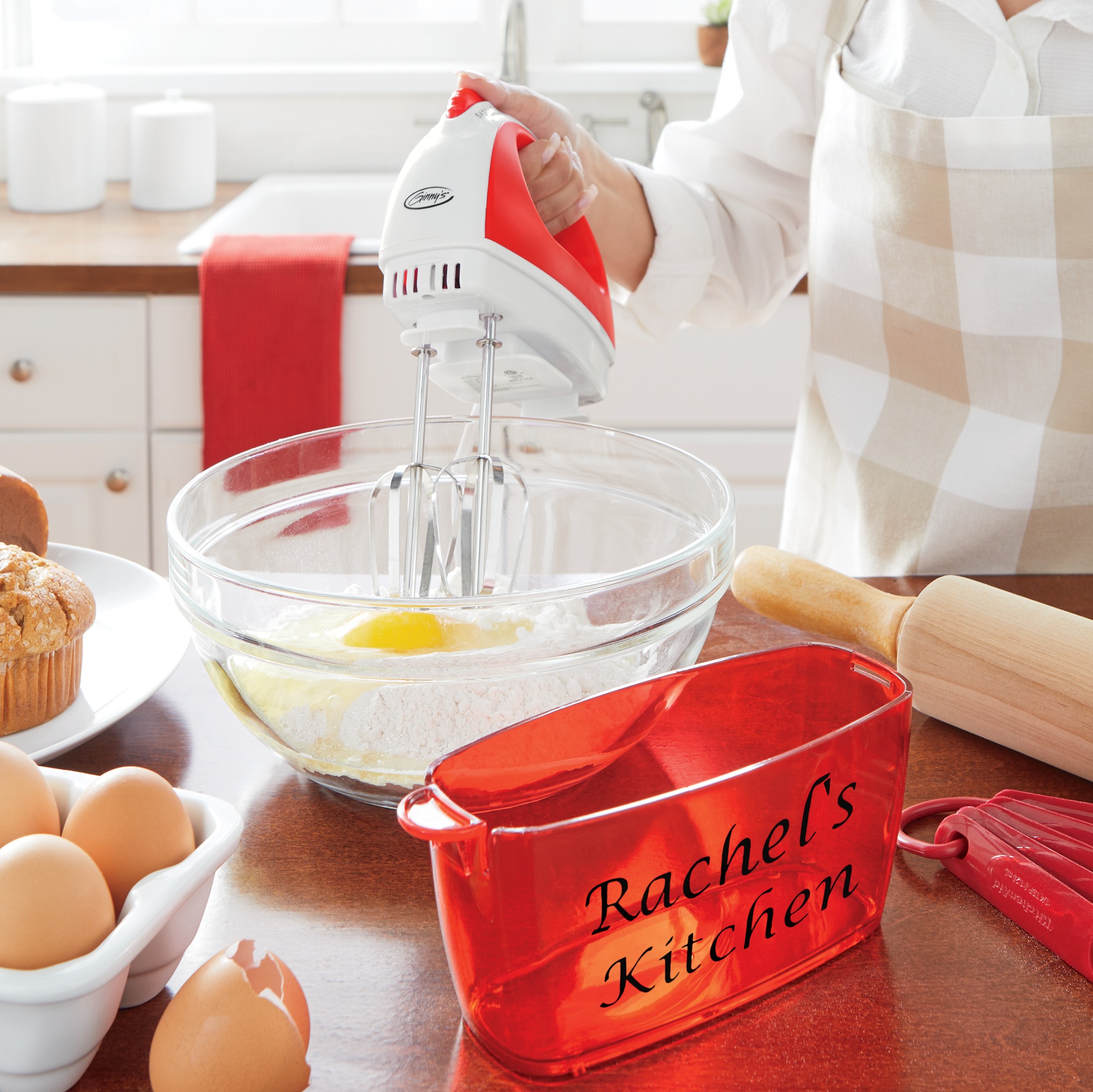 Ginny's Brand 5-Speed Hand Mixer with Storage Case for Cord and Attachments