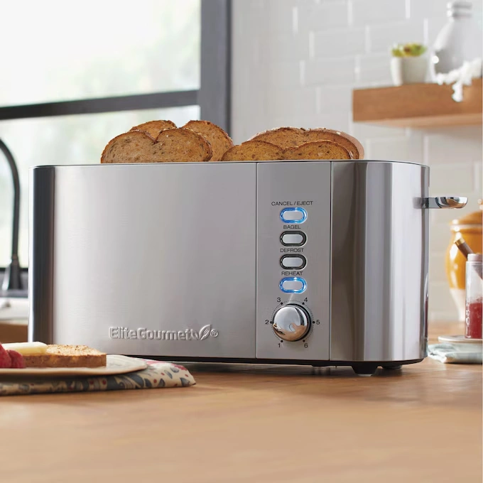 Elite Gourmet Long Slot 4-Slice Toaster