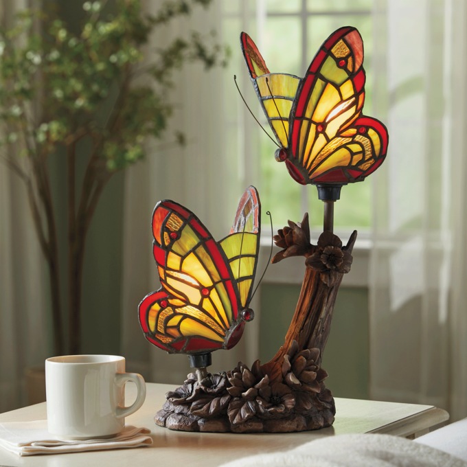 Stained Glass Butterflies and Buds Light