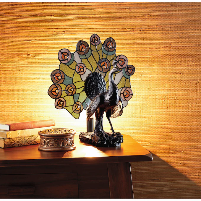 Penny Stained Glass Peacock Lamp