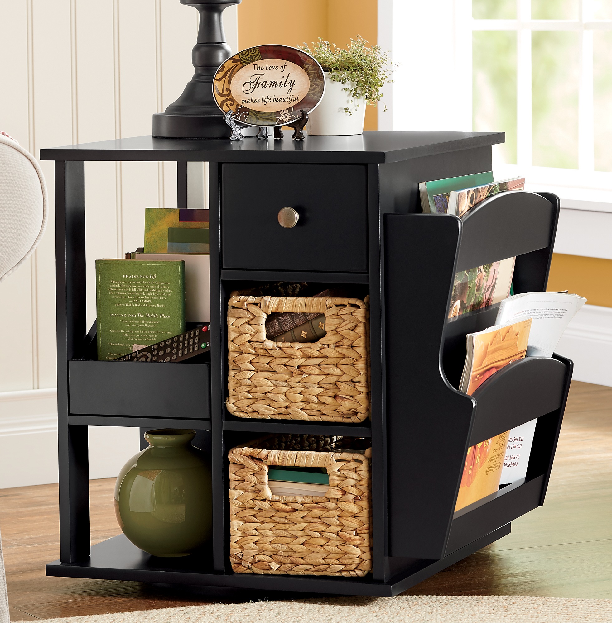 Admiral Rotating End Table with Storage