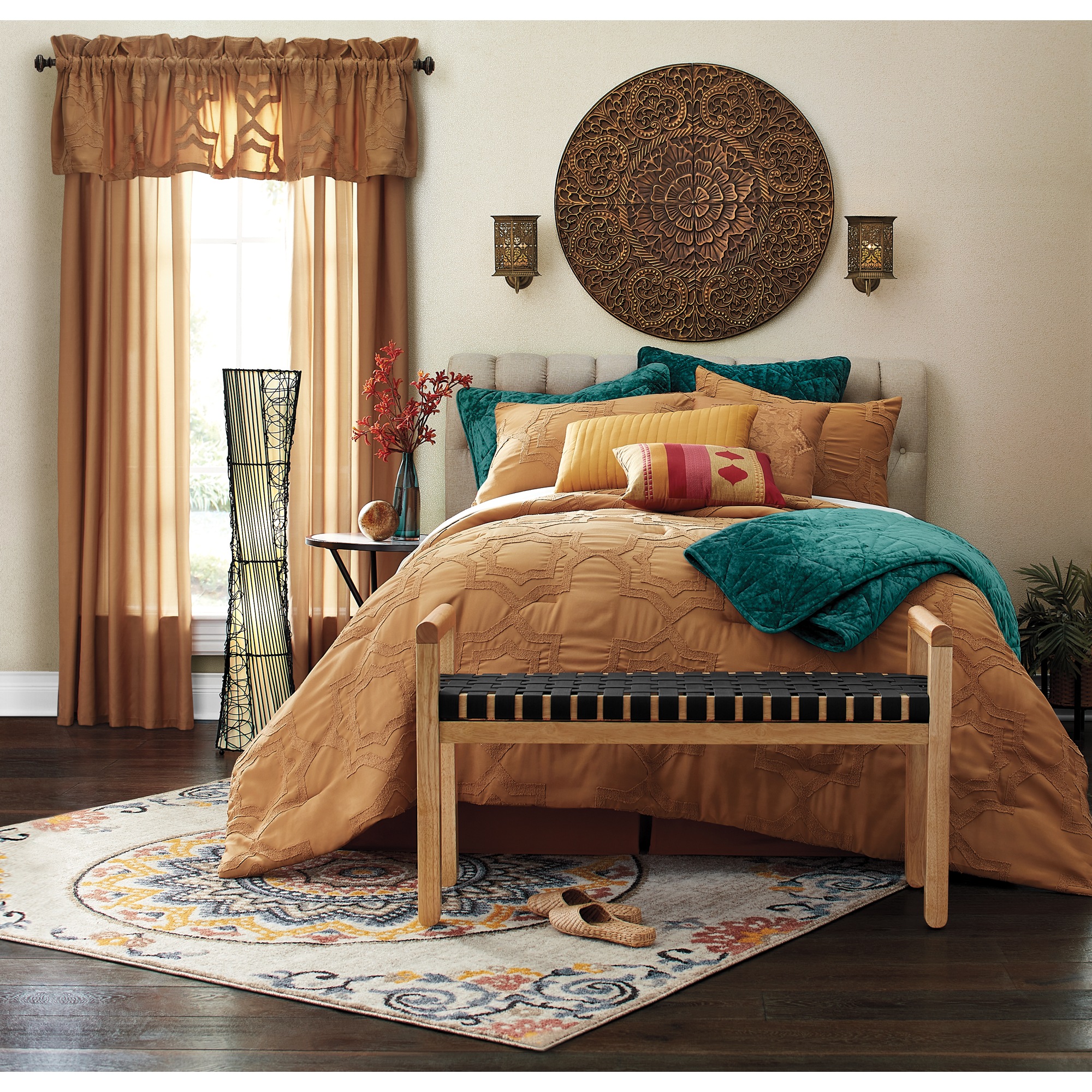 Medallion Wall Art and Global Sconces