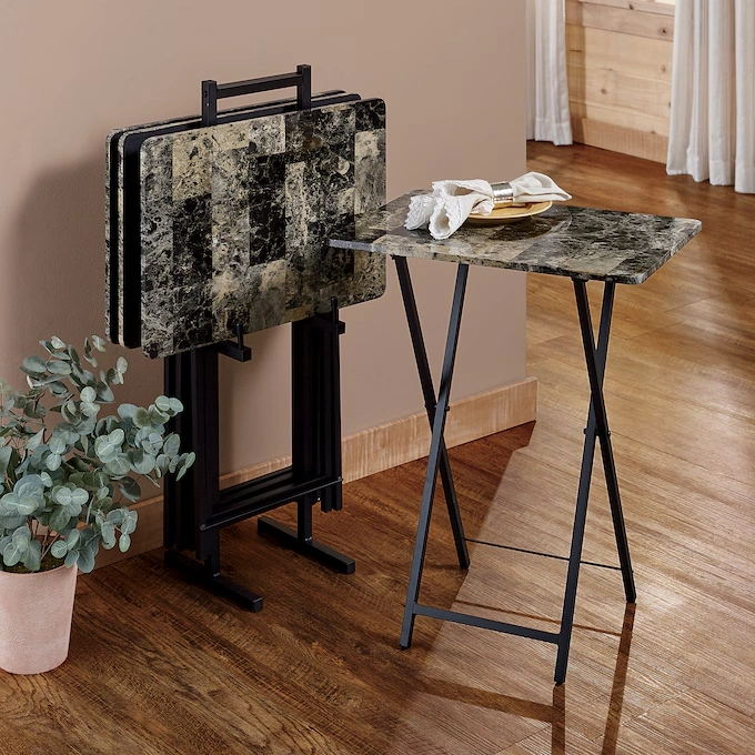 5-Piece Faux-Marble Tray Tables 1 5-Piece Faux-Marble Tray Tables