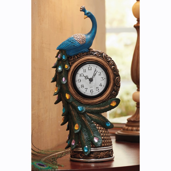 Peacock Table Clock 1 Peacock Table Clock