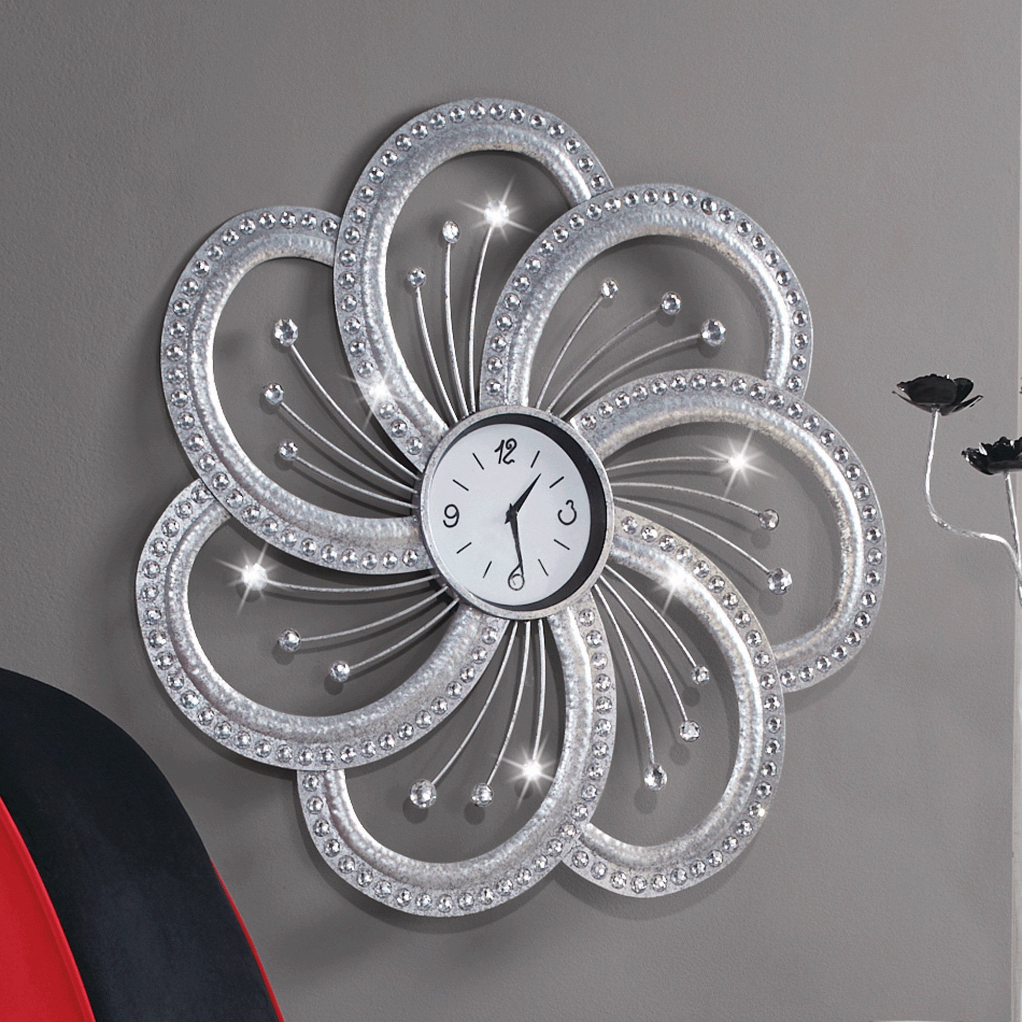 Gem Sparkle Flower Wall Clock
