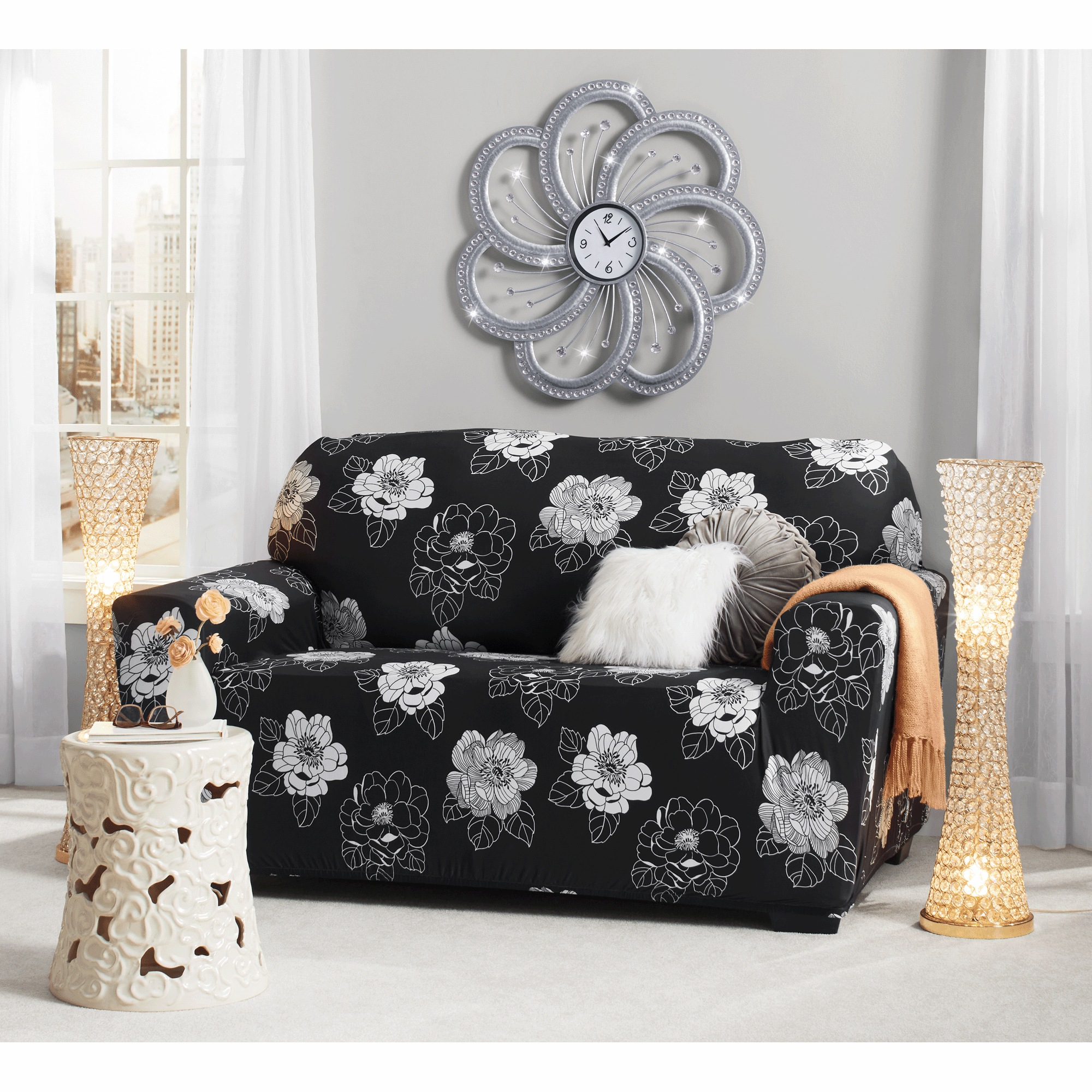 Gem Sparkle Flower Wall Clock