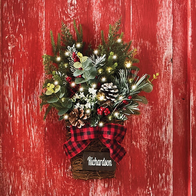 Lit Mixed Christmas Florals in Basket