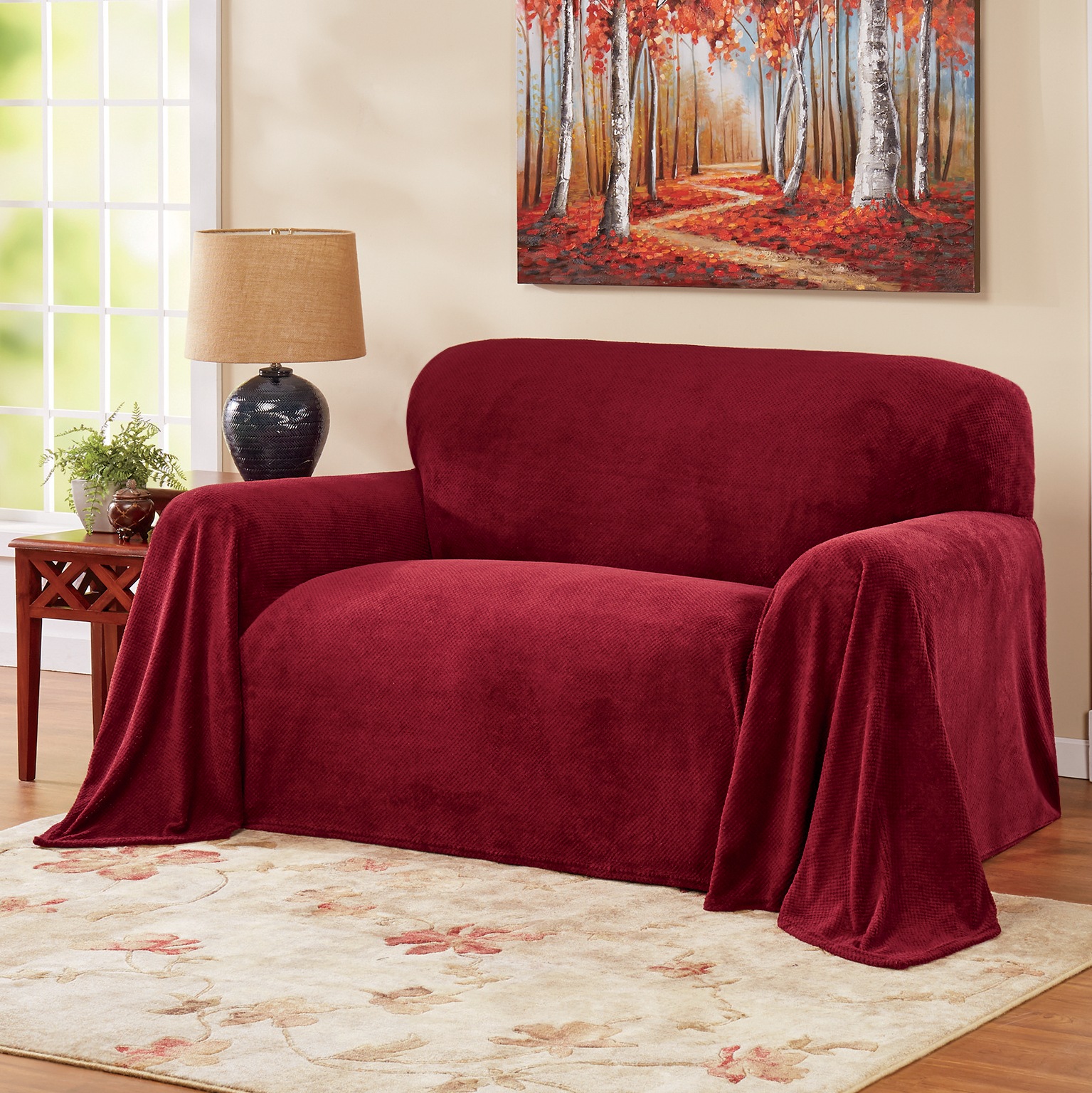Textured Plush Furniture Throw