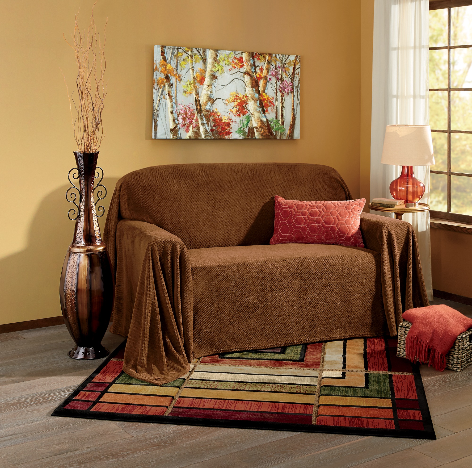 Textured Plush Furniture Throw