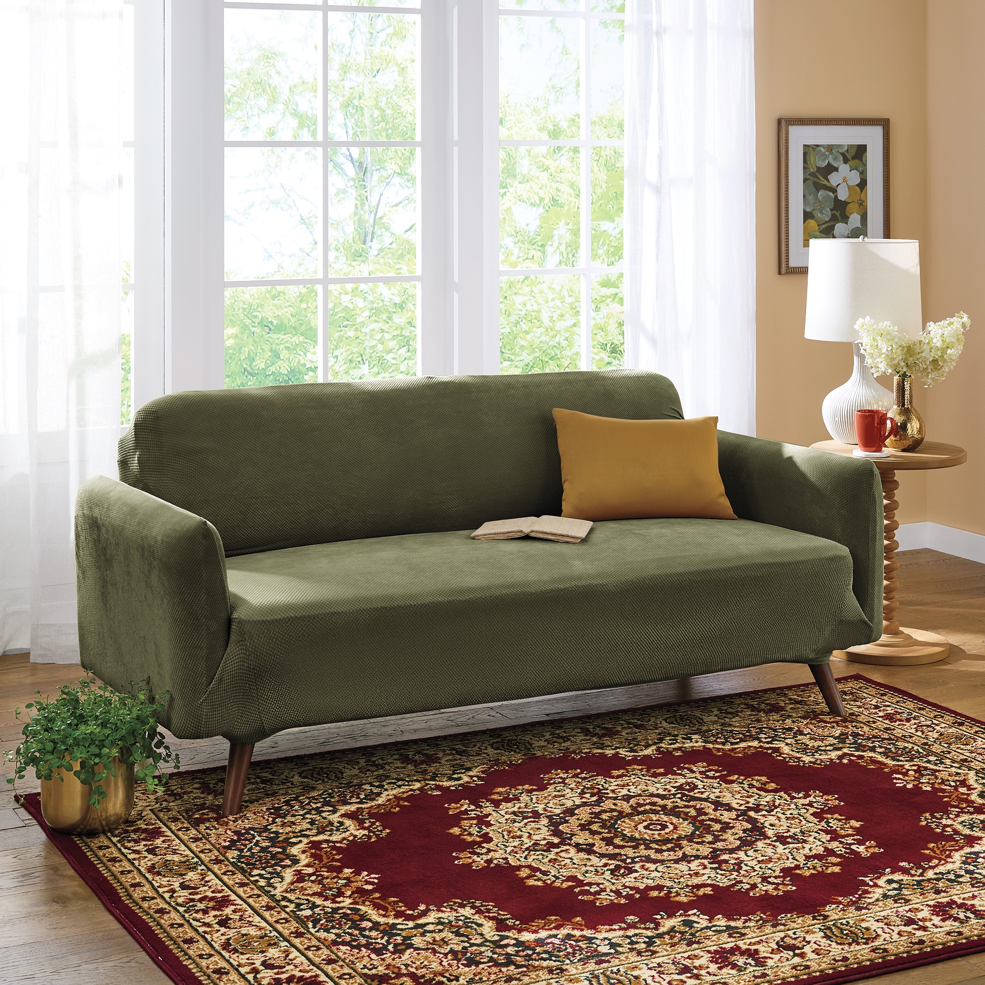 Stretch Pique Slipcover 3 Stretch Pique Slipcover