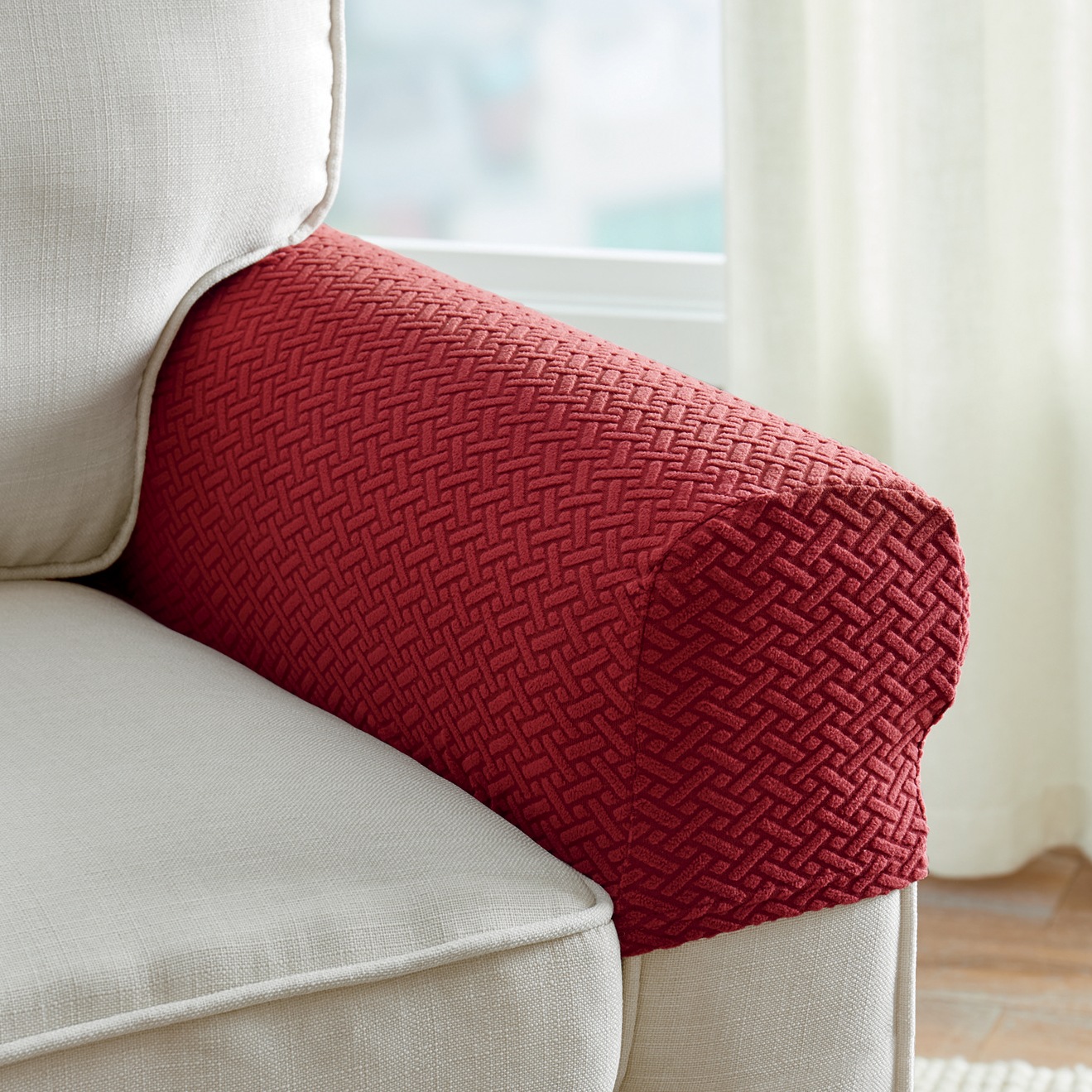 Set of 2 Upholstered Furniture Arm Protectors 1 Set of 2 Upholstered Furniture Arm Protectors