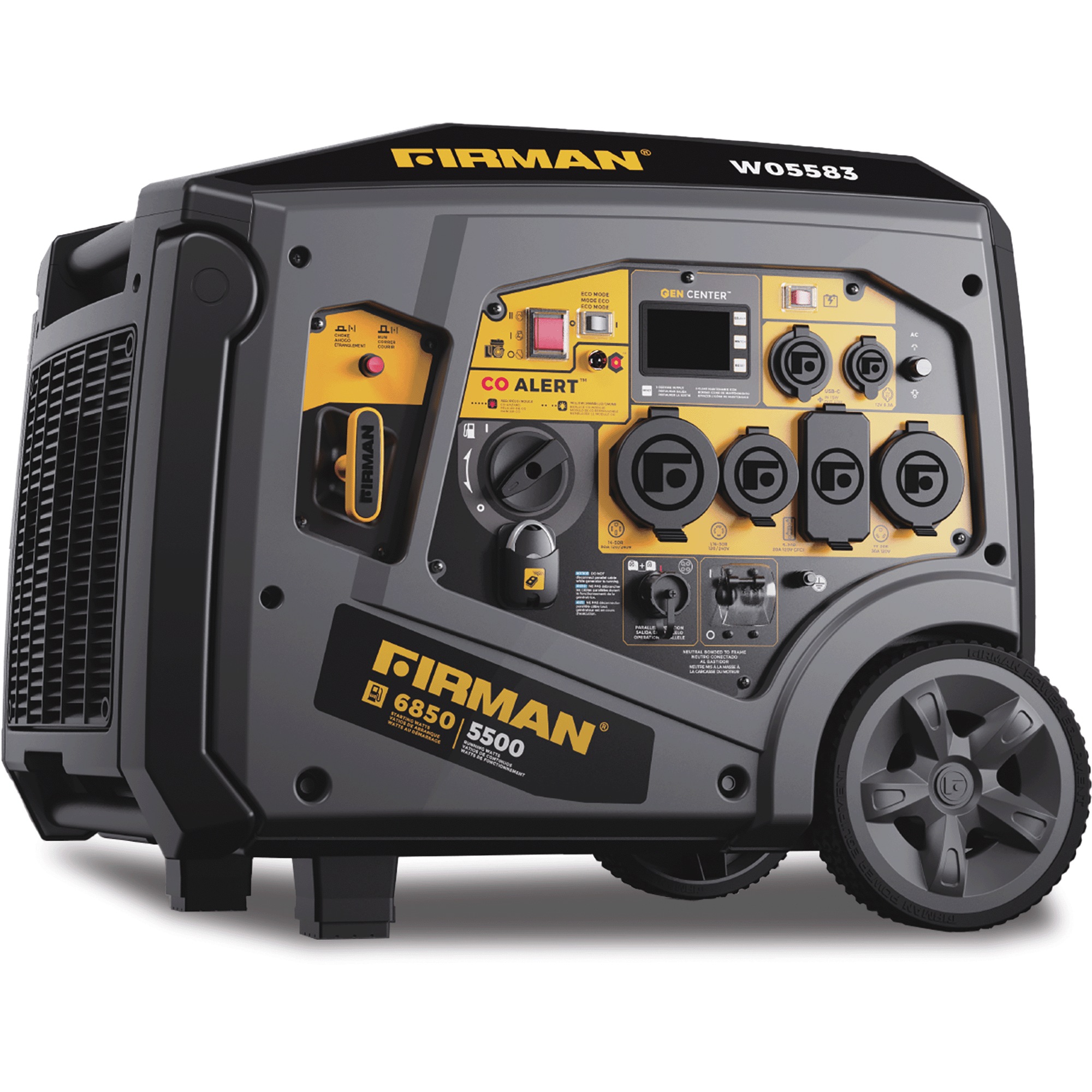 Firman 6850/5500W Gas Inverter Portable Generator, Remote Start, 120/240 V CO Alert