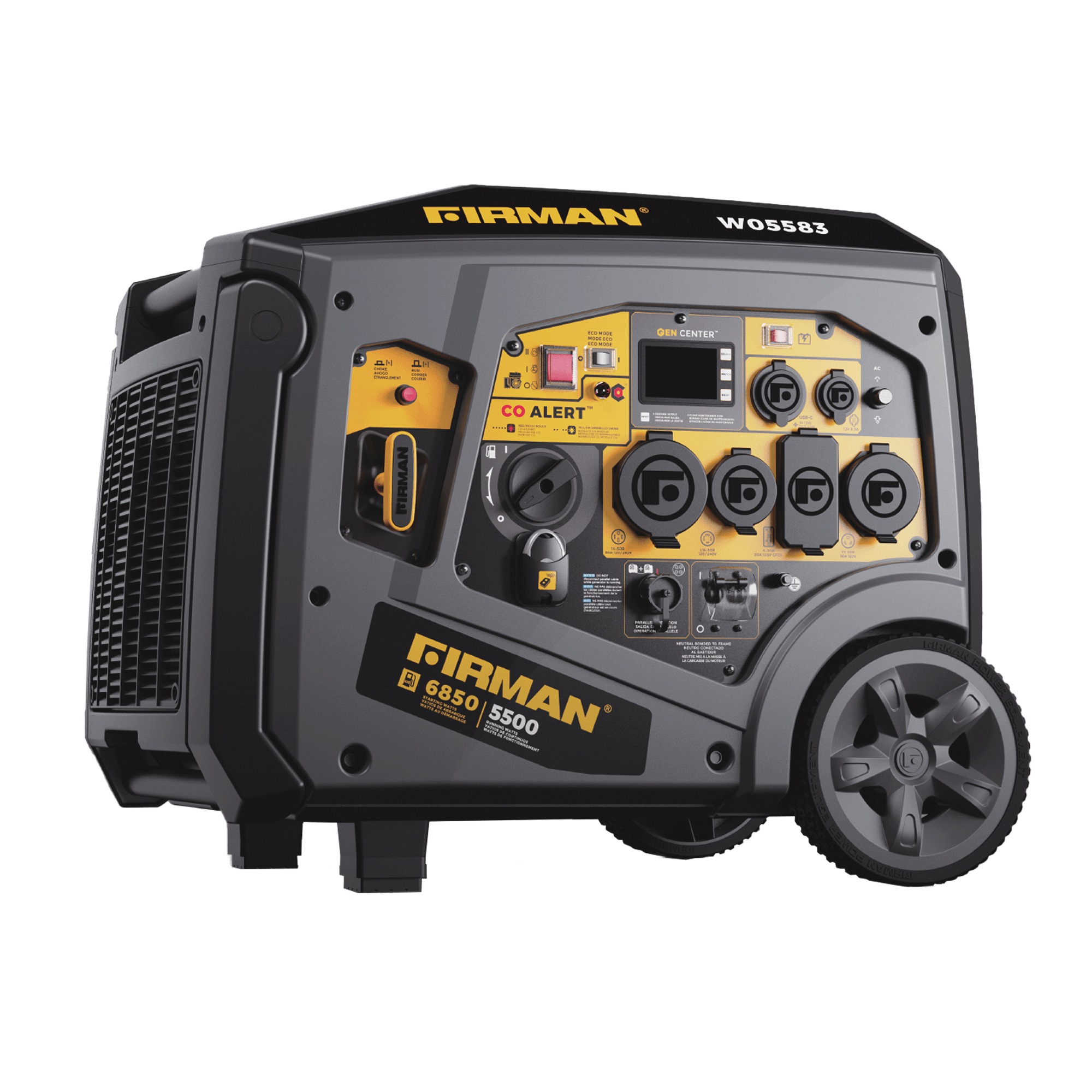 Firman 6850/5500W Gas Inverter Portable Generator, Remote Start, 120/240 V CO Alert