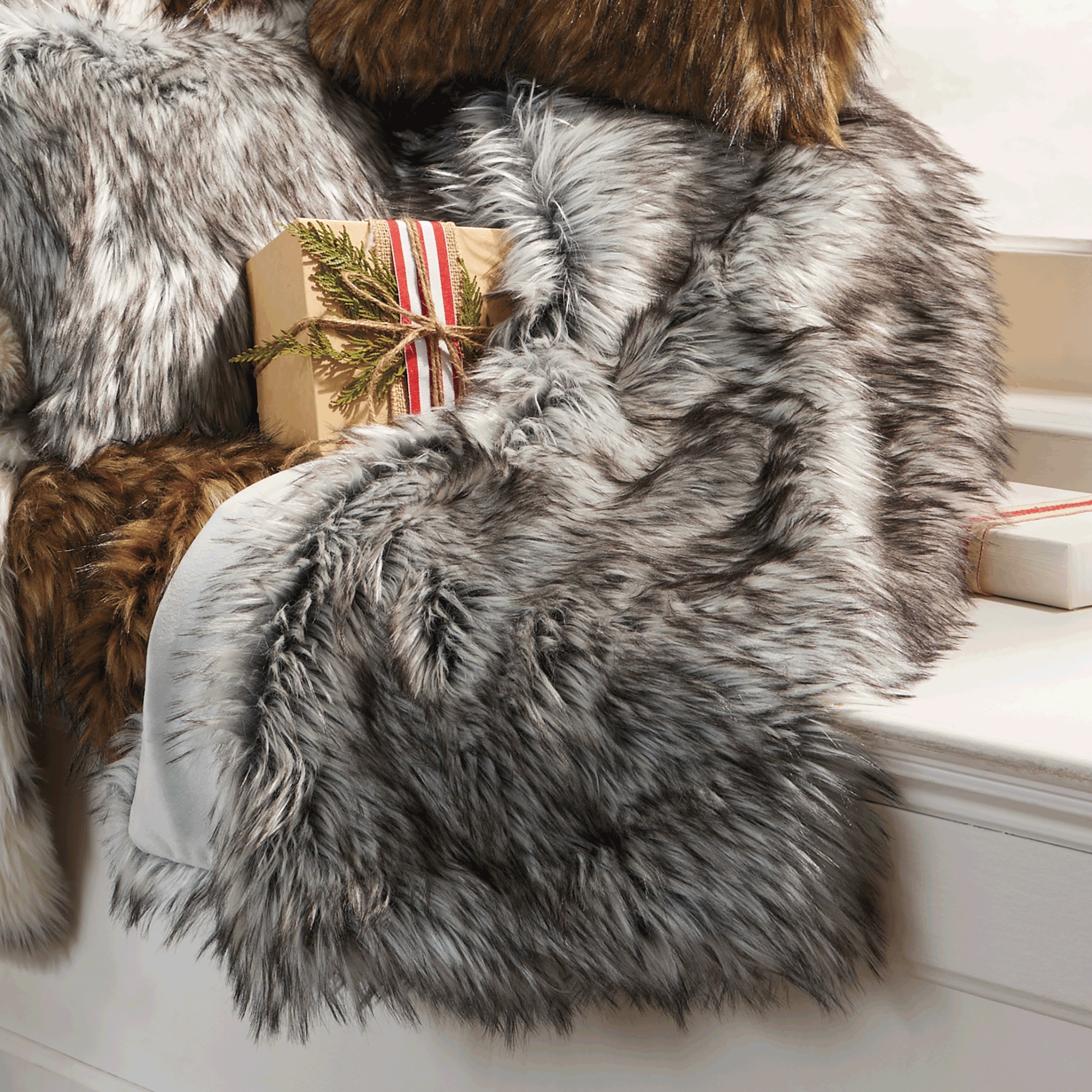 Faux-Fur Pillow and Throw