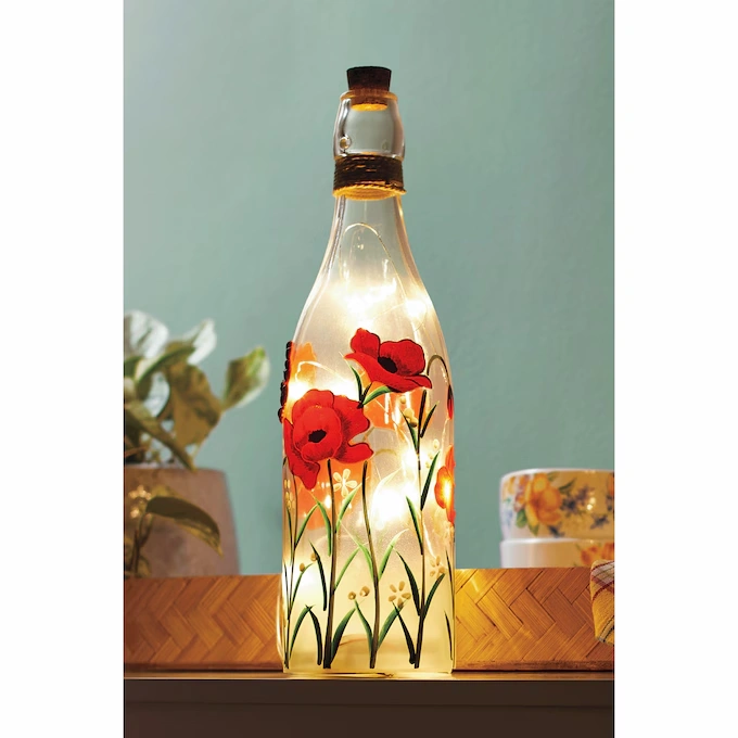 Lit Poppies Decorative Bottle