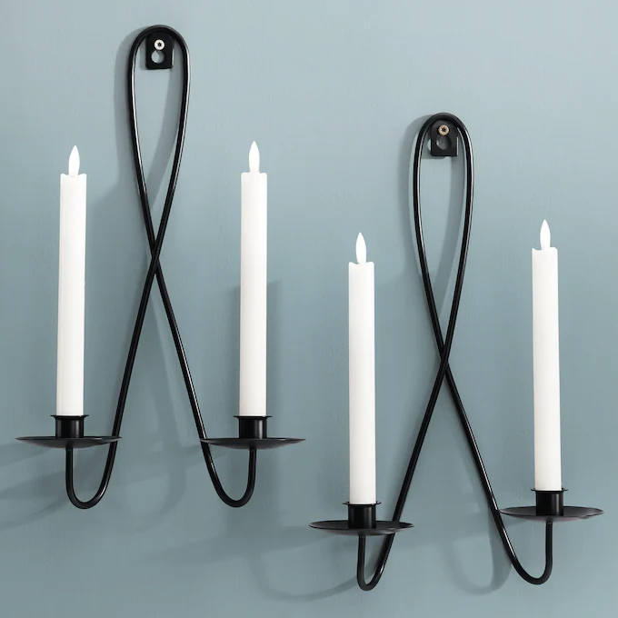 Set of 2 Double Taper Candle Sconces