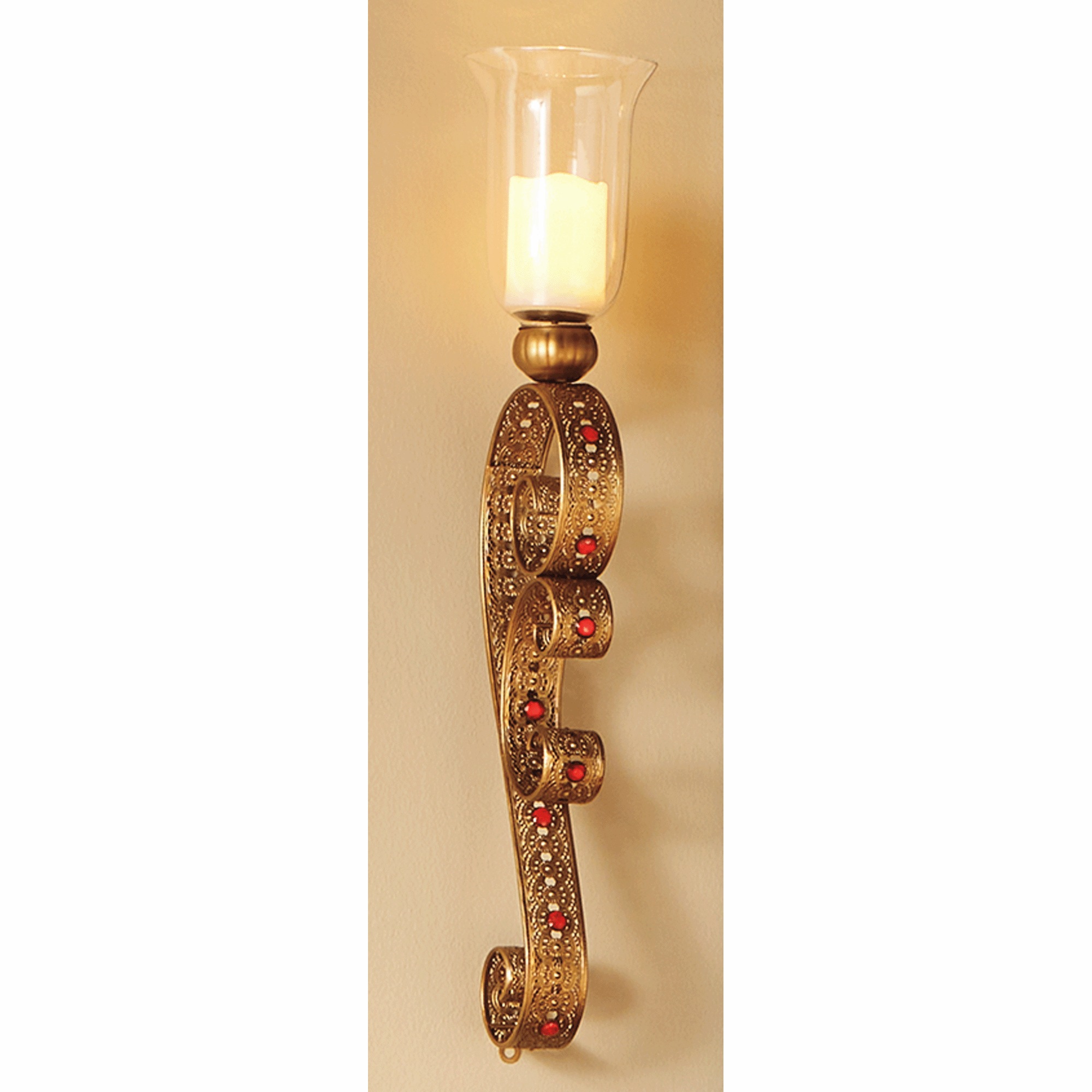 Goldtone Ruby Wall Sconce