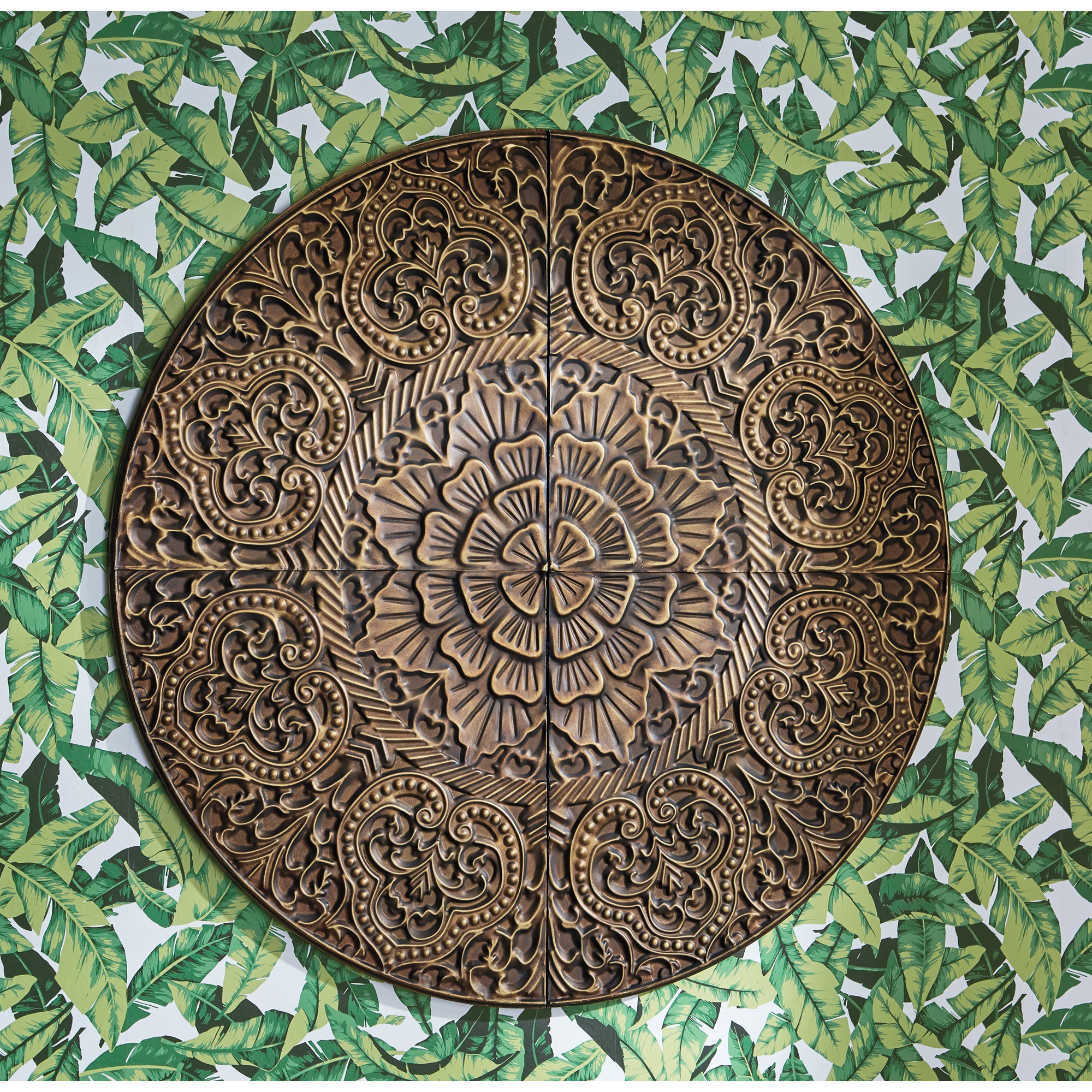 Medallion Wall Art and Global Sconces