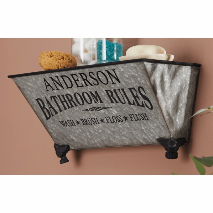 Bathroom Rules Galvanized Wall Shelf 1 Bathroom Rules Galvanized Wall Shelf