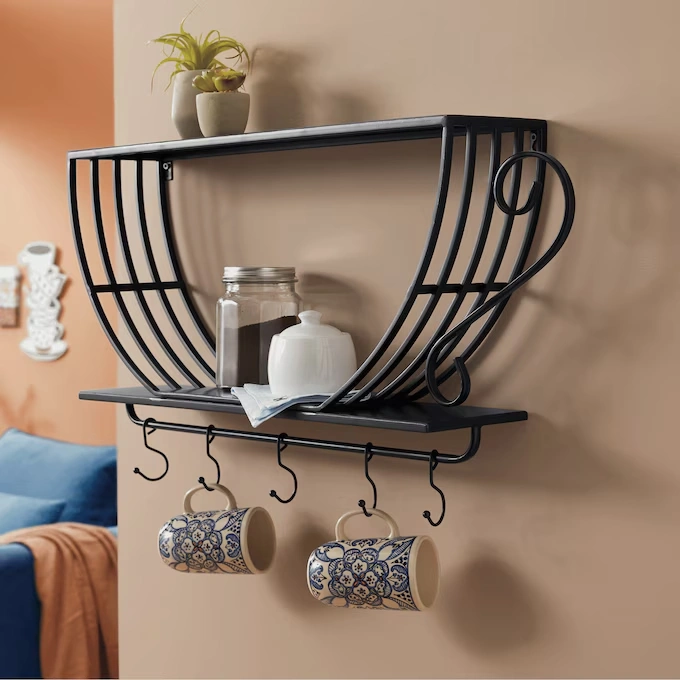 Coffee Cup Shelf with Hooks 1 Coffee Cup Shelf with Hooks