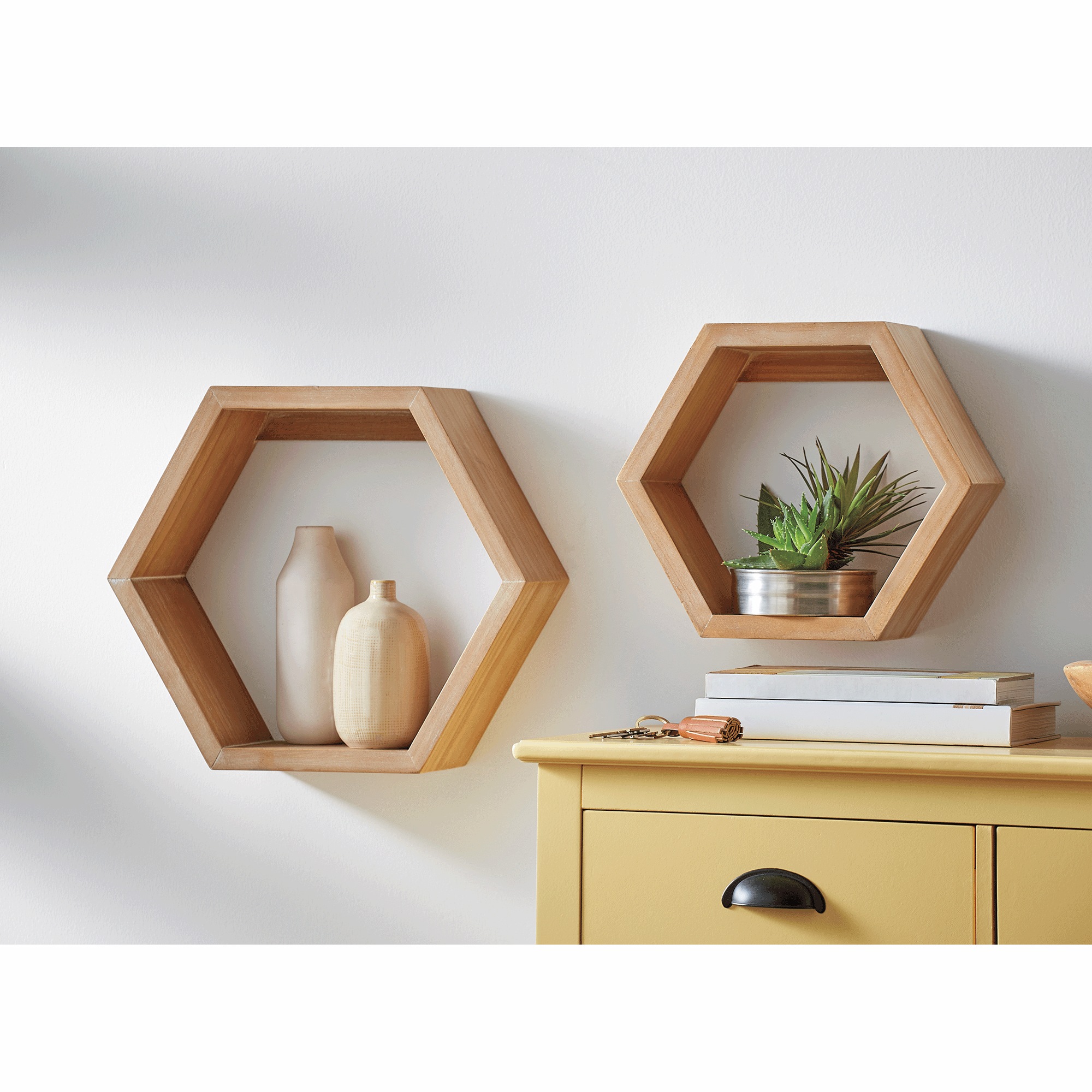 Set of 2 Honeycomb Wall Shelves